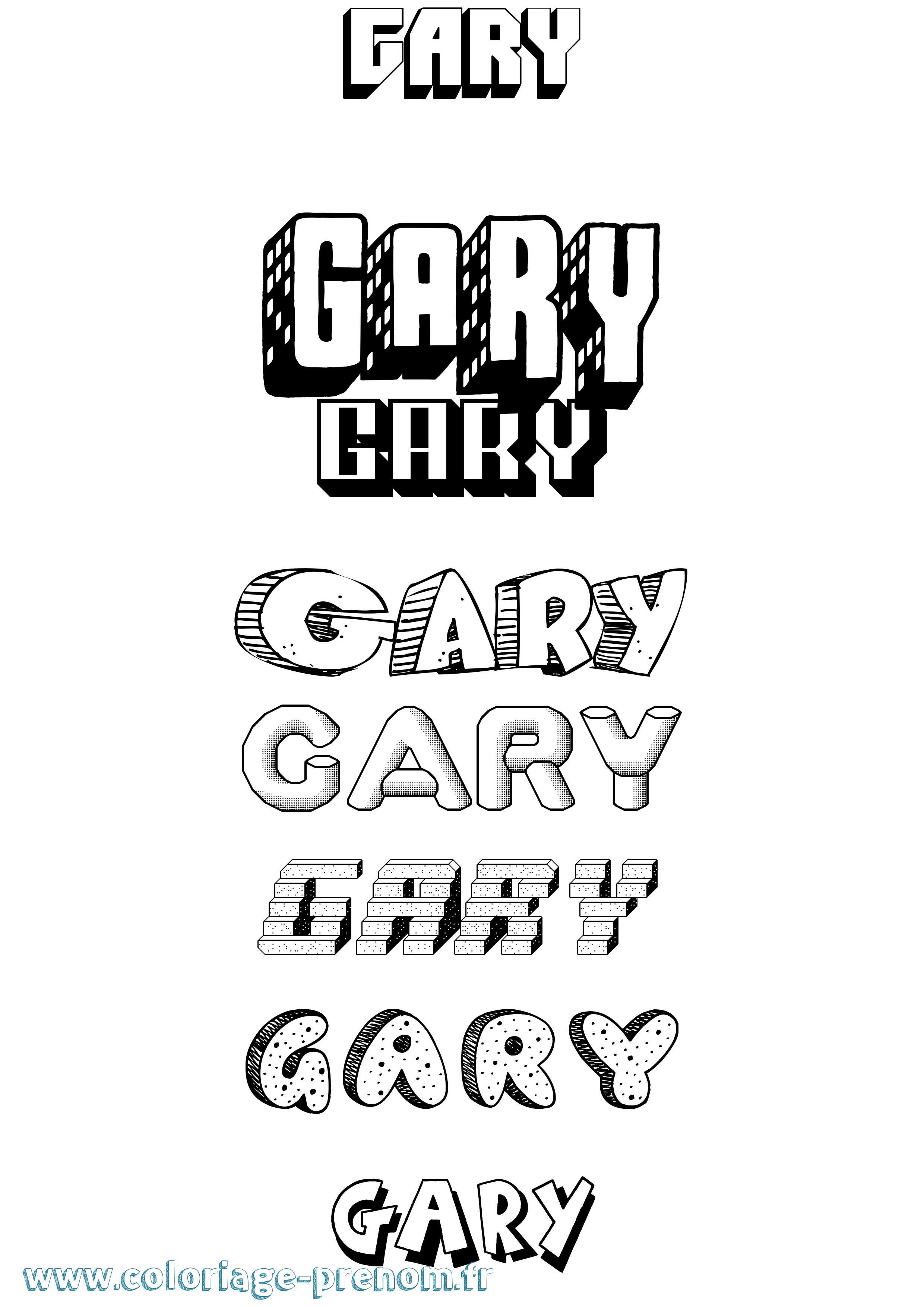 Coloriage prénom Gary Effet 3D