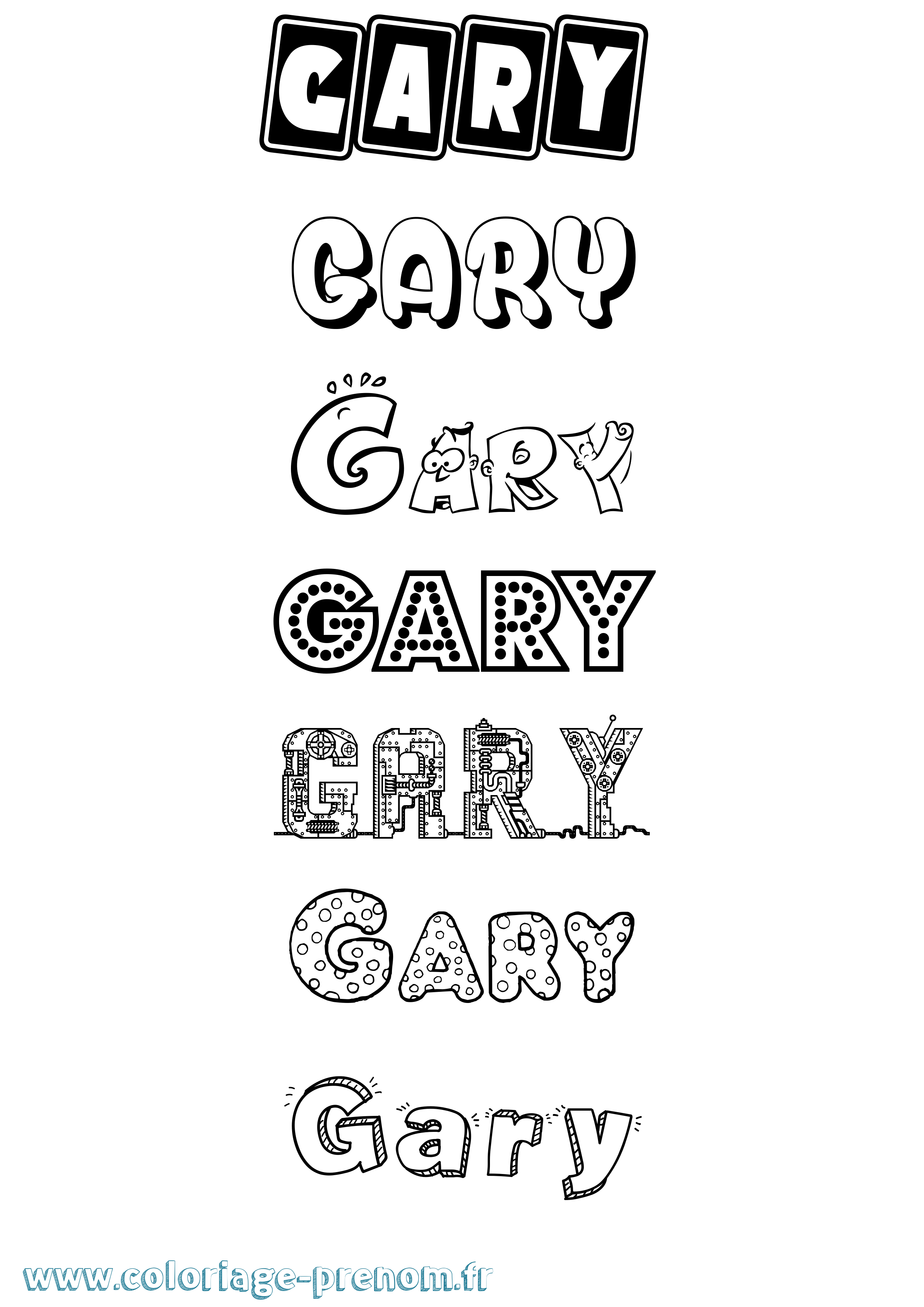 Coloriage prénom Gary Fun