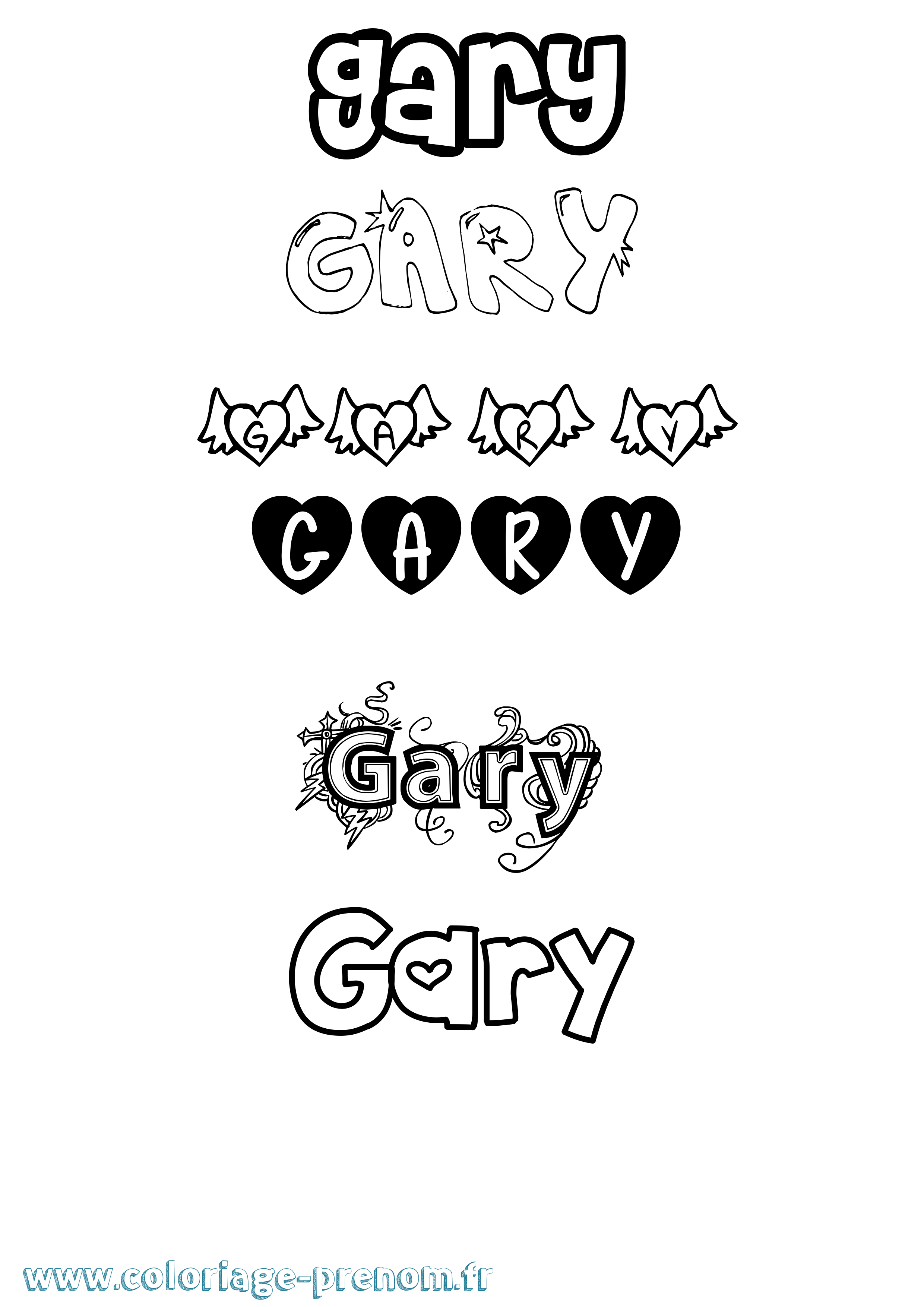 Coloriage prénom Gary Girly