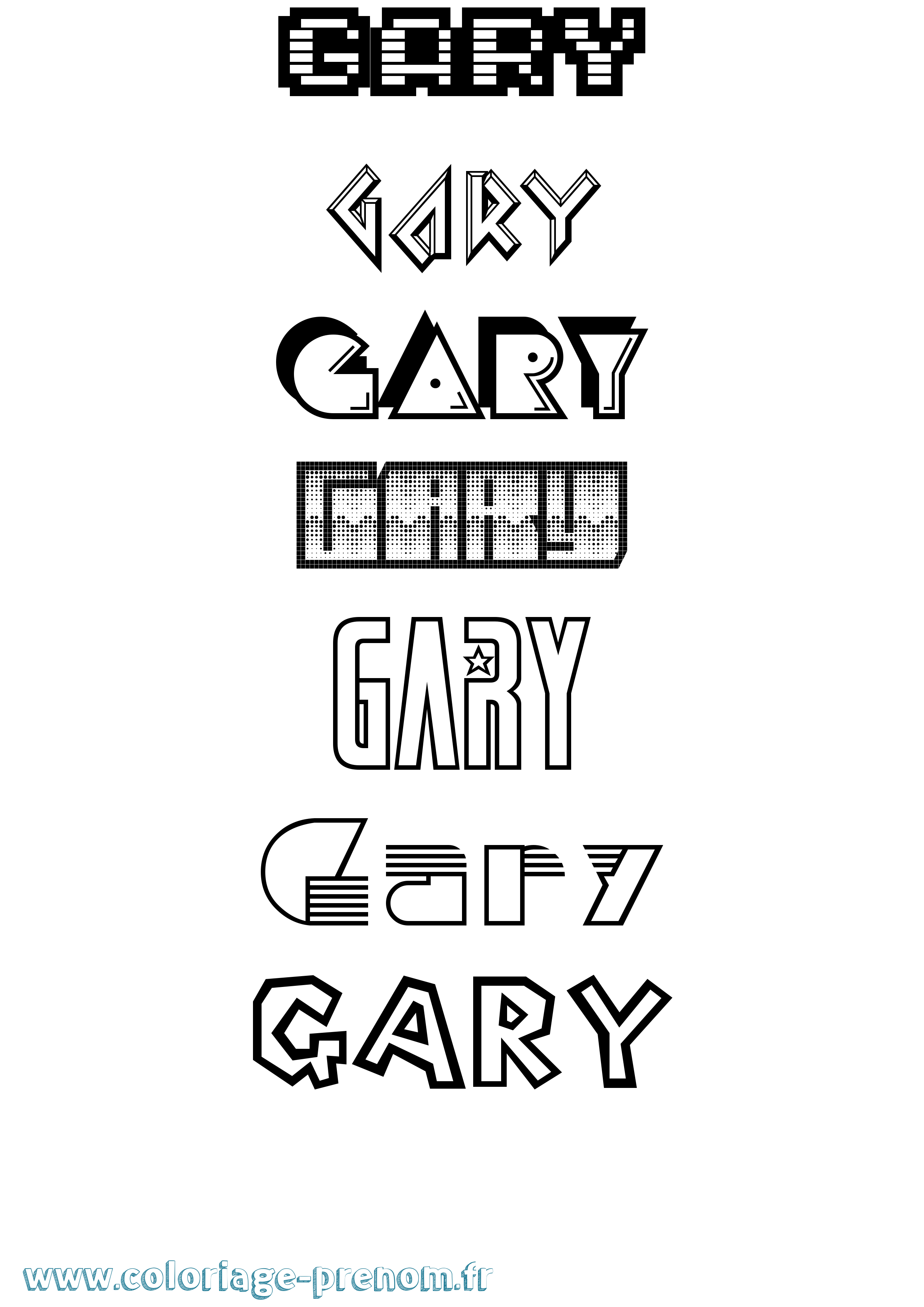 Coloriage prénom Gary Jeux Vidéos
