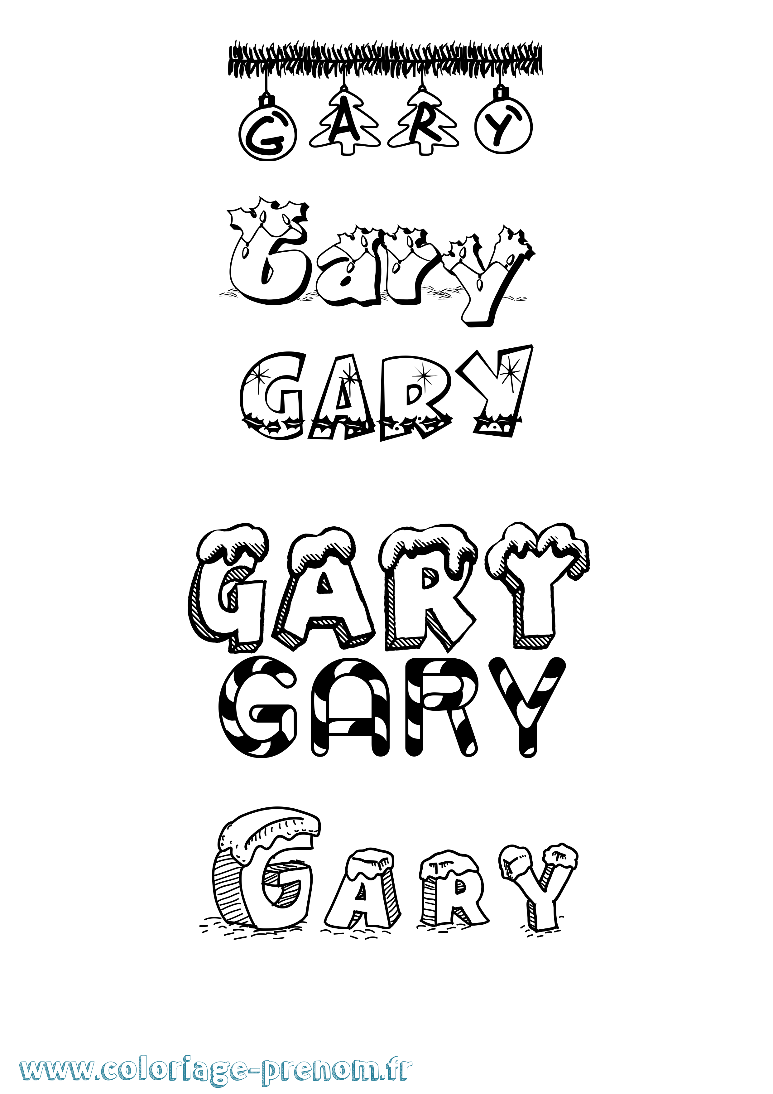 Coloriage prénom Gary Noël