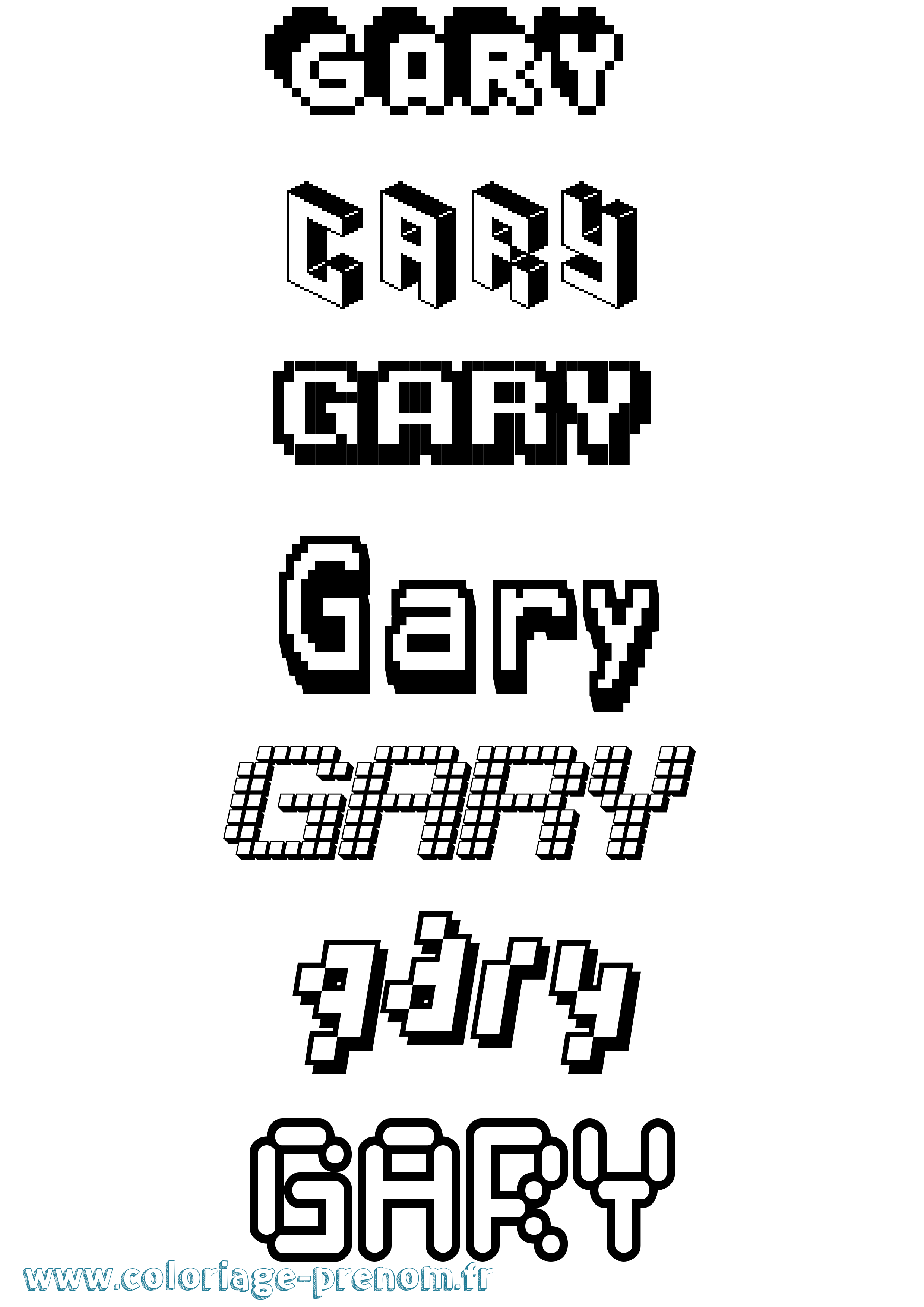 Coloriage prénom Gary Pixel