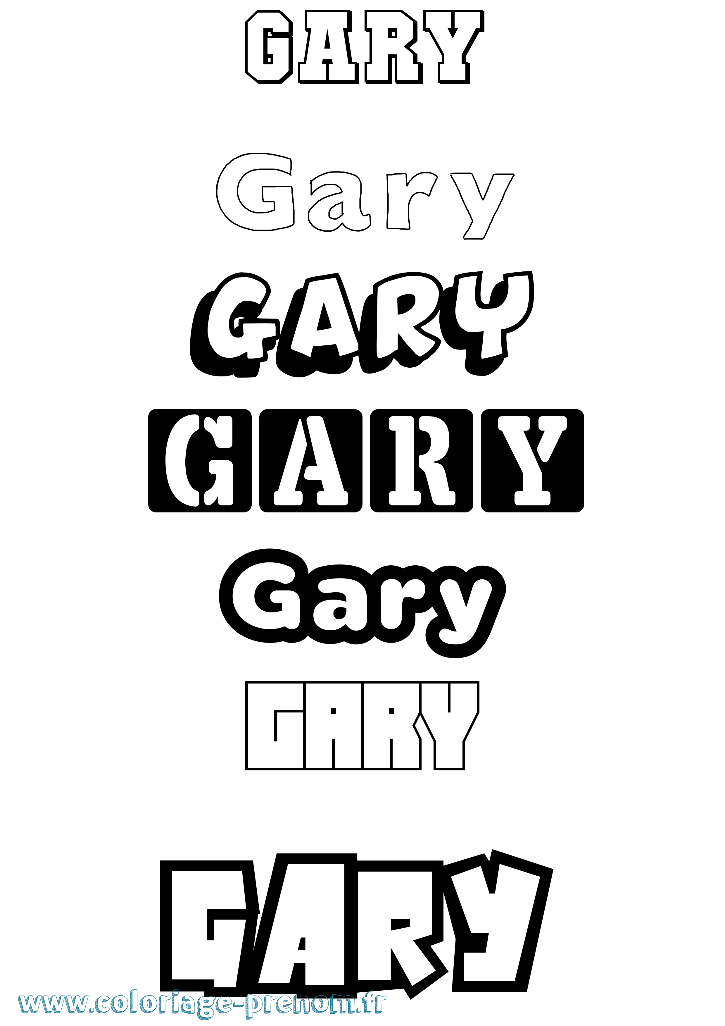 Coloriage prénom Gary