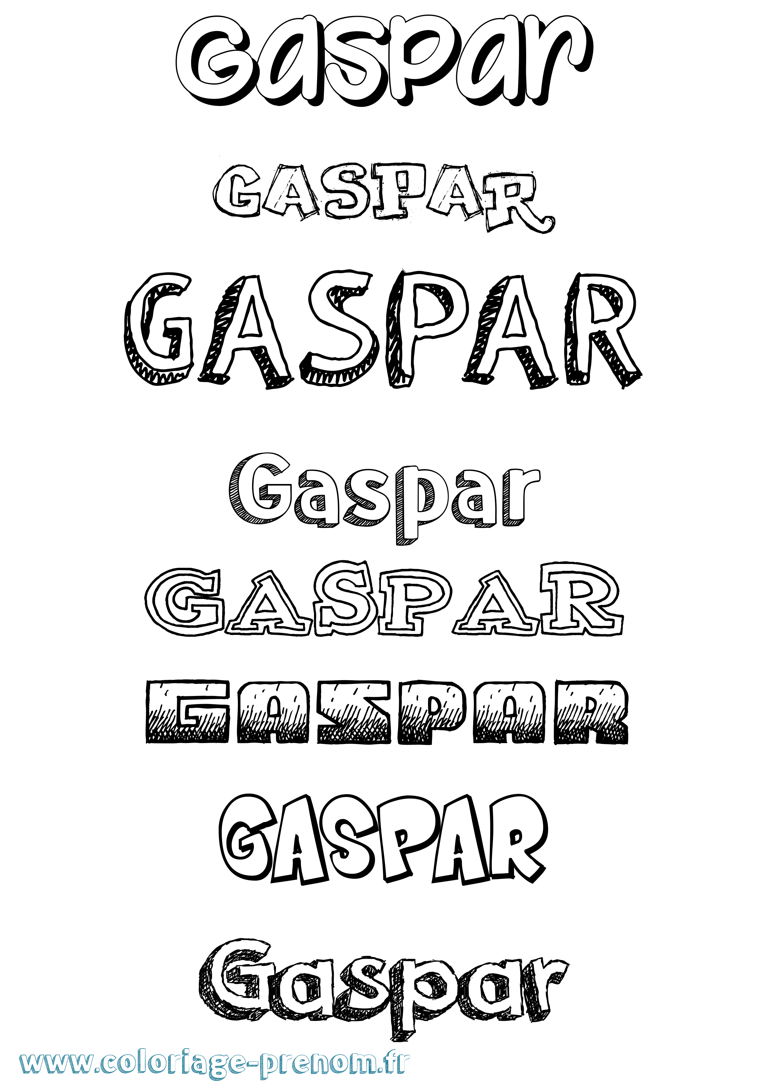 Coloriage prénom Gaspar Dessiné