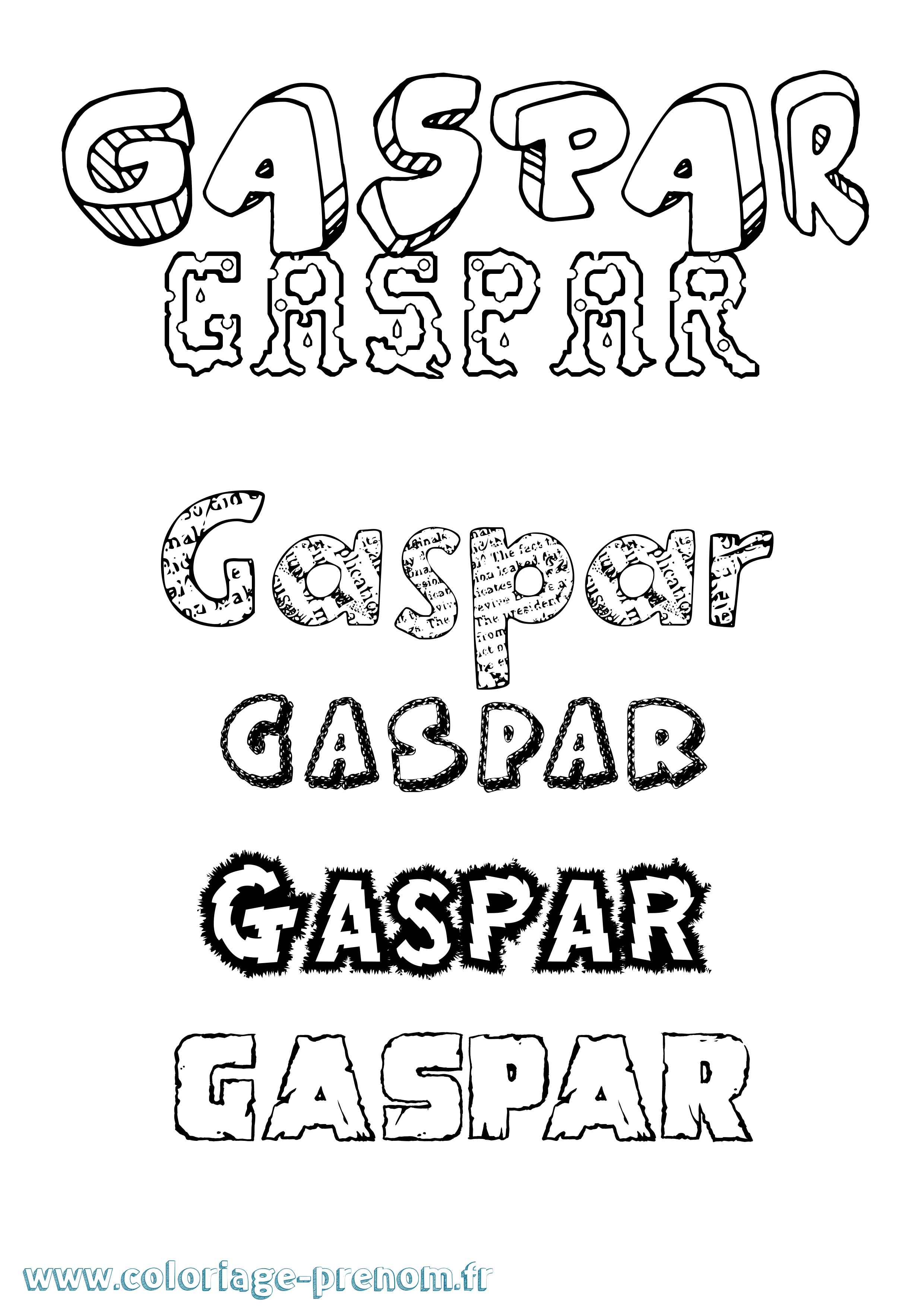 Coloriage prénom Gaspar Destructuré