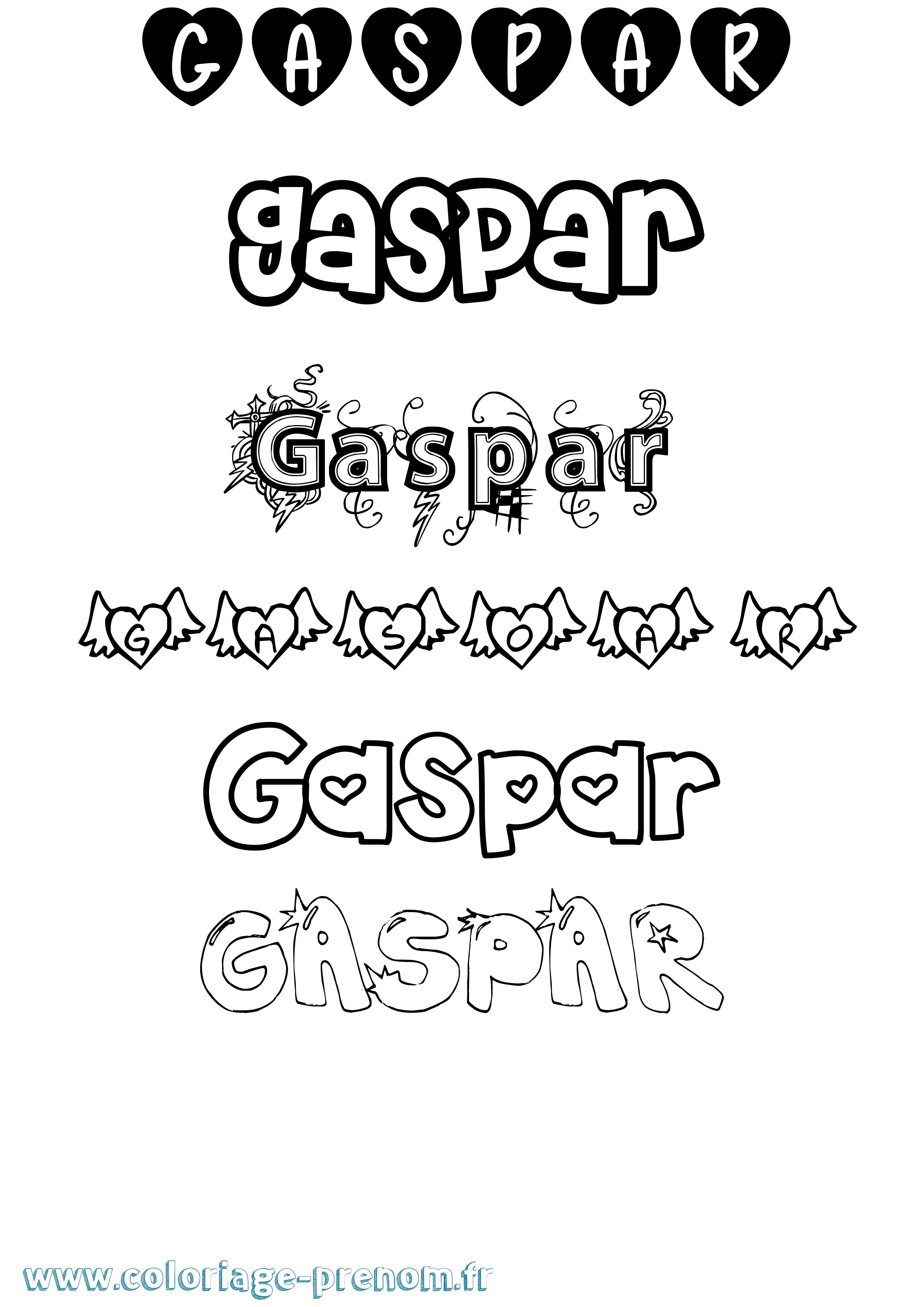 Coloriage prénom Gaspar Girly