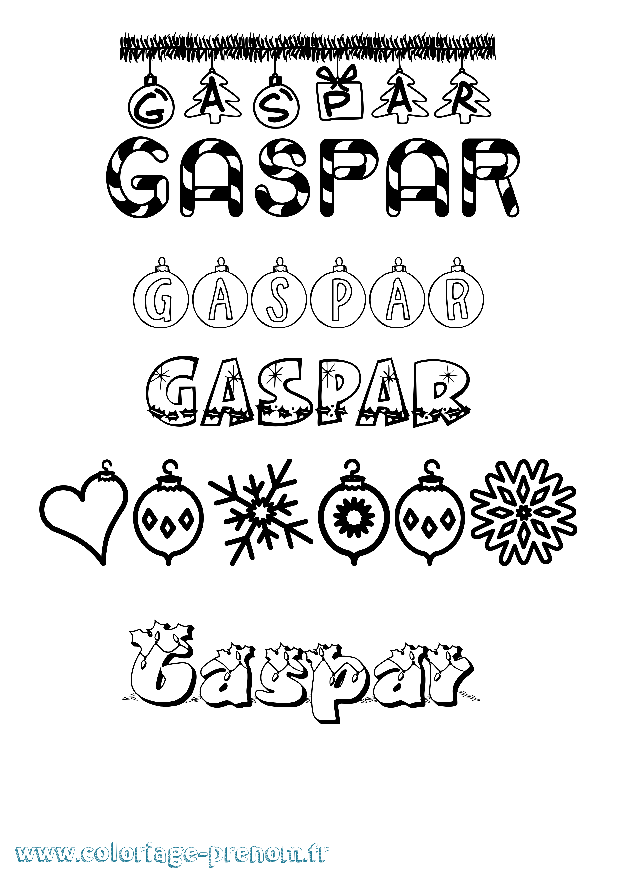 Coloriage prénom Gaspar Noël