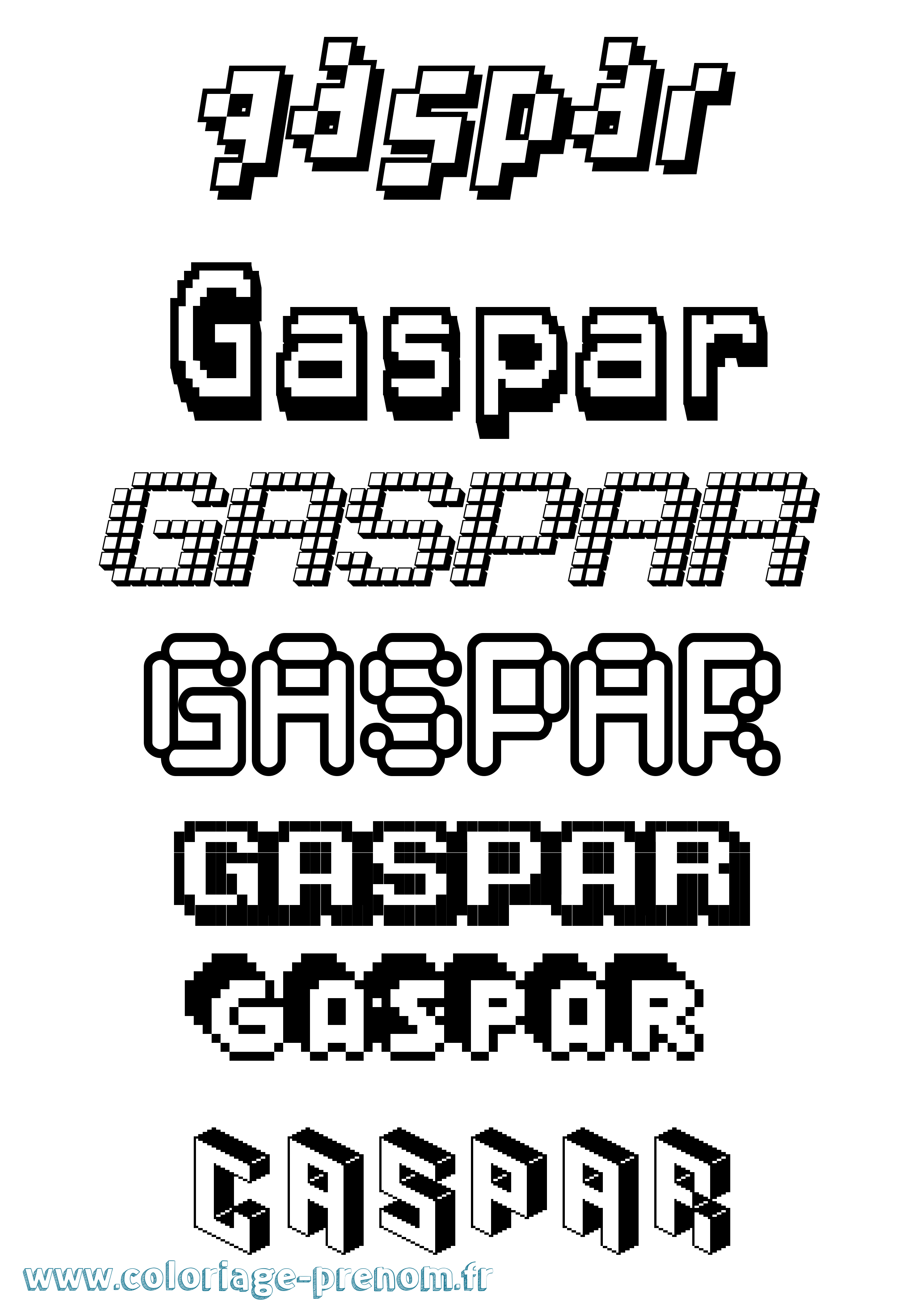 Coloriage prénom Gaspar Pixel