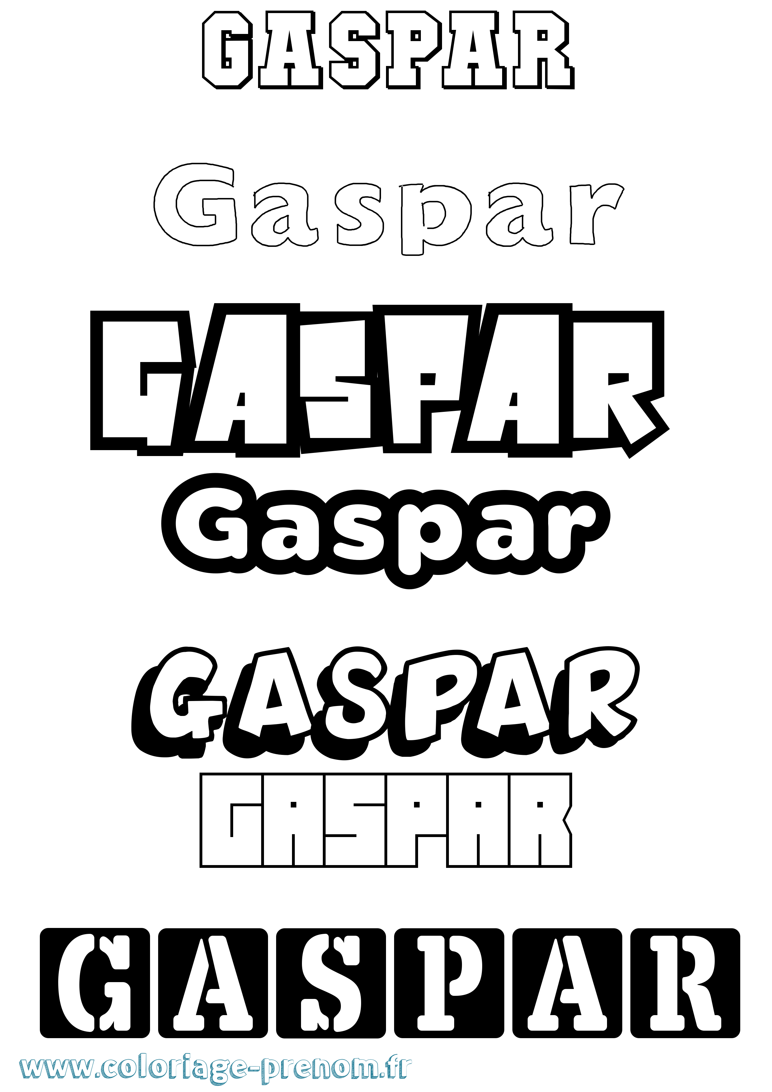 Coloriage prénom Gaspar Simple