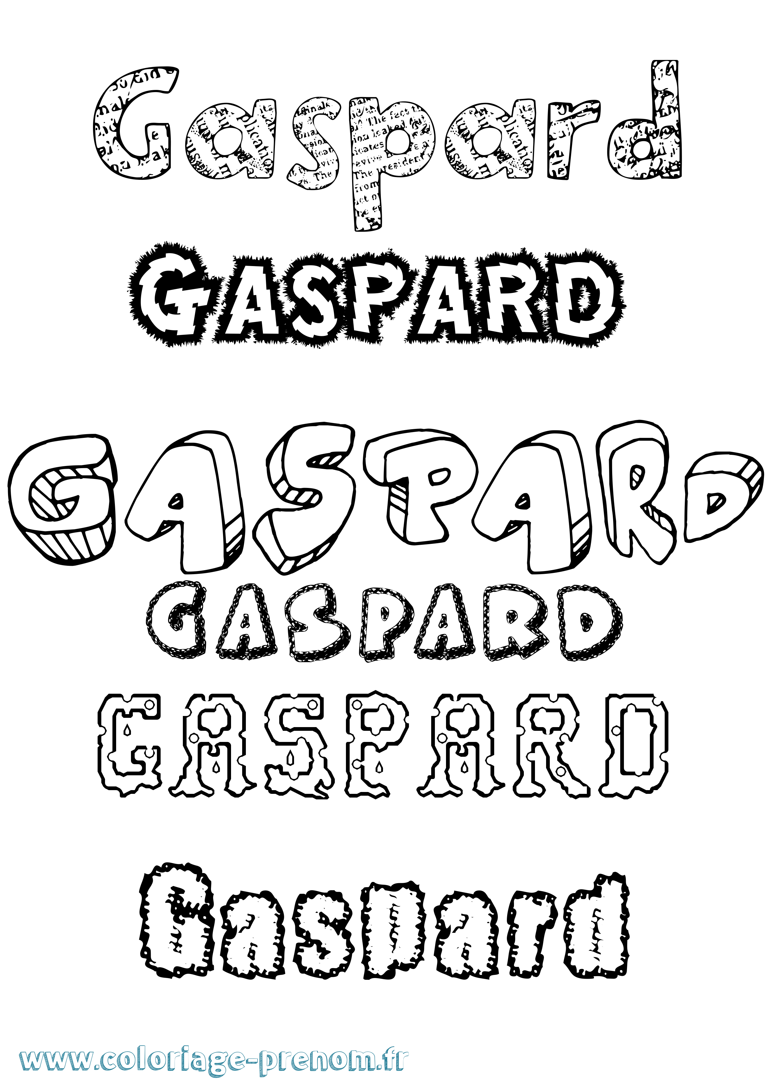 Coloriage prénom Gaspard Destructuré