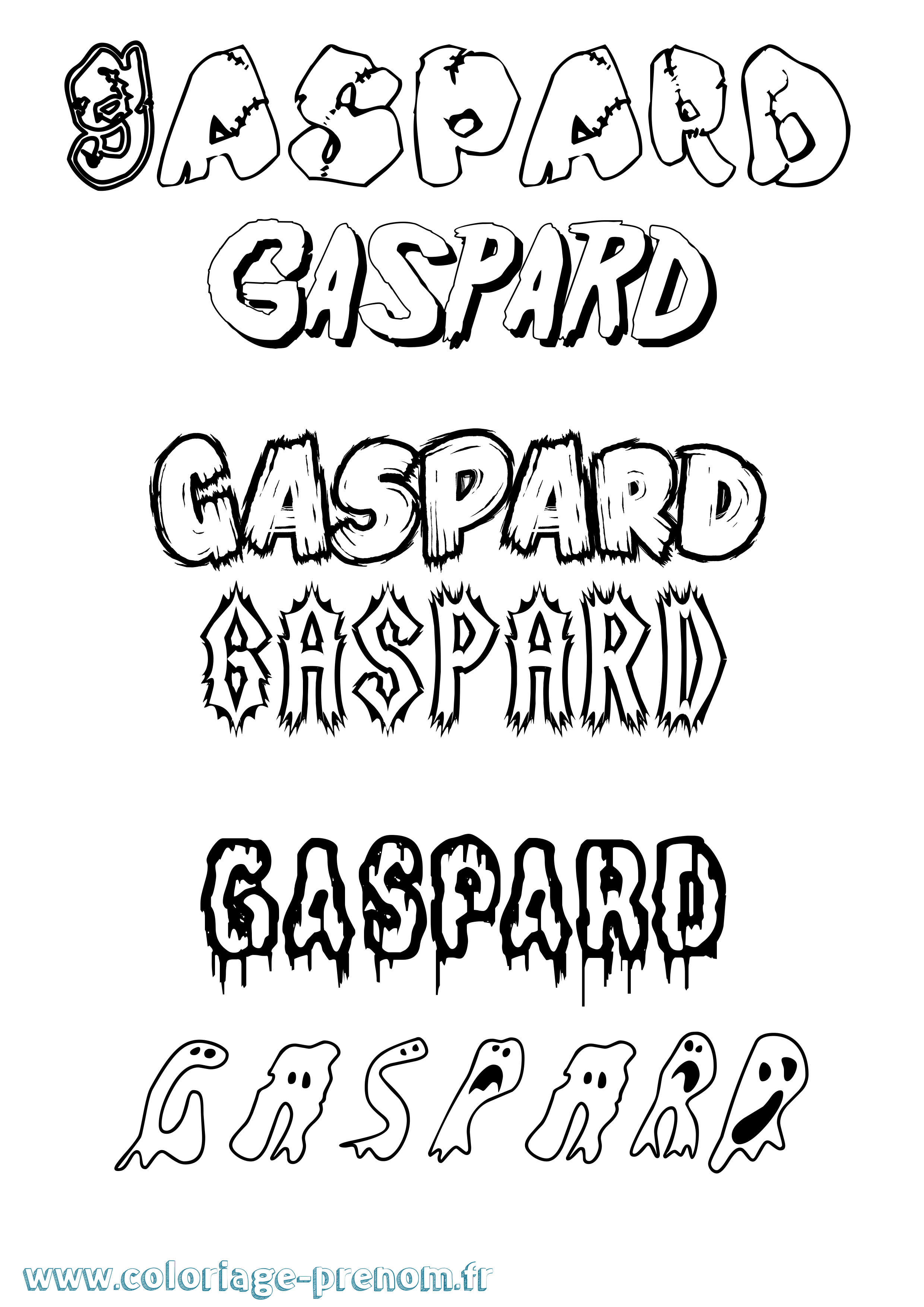 Coloriage prénom Gaspard Frisson