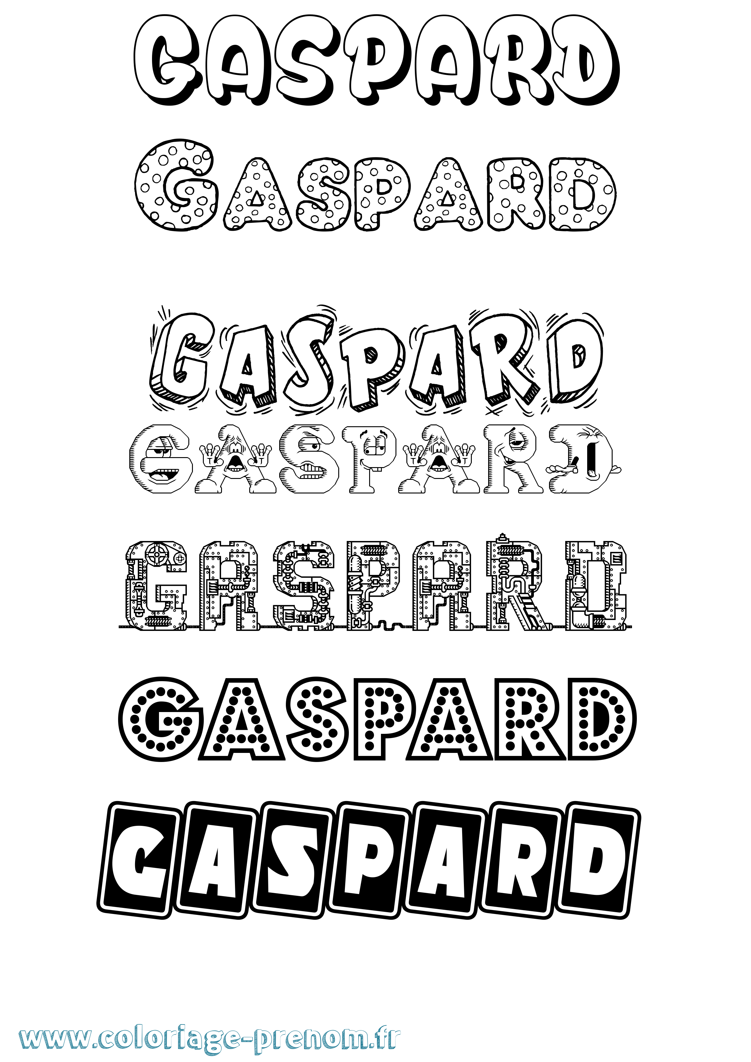 Coloriage prénom Gaspard Fun