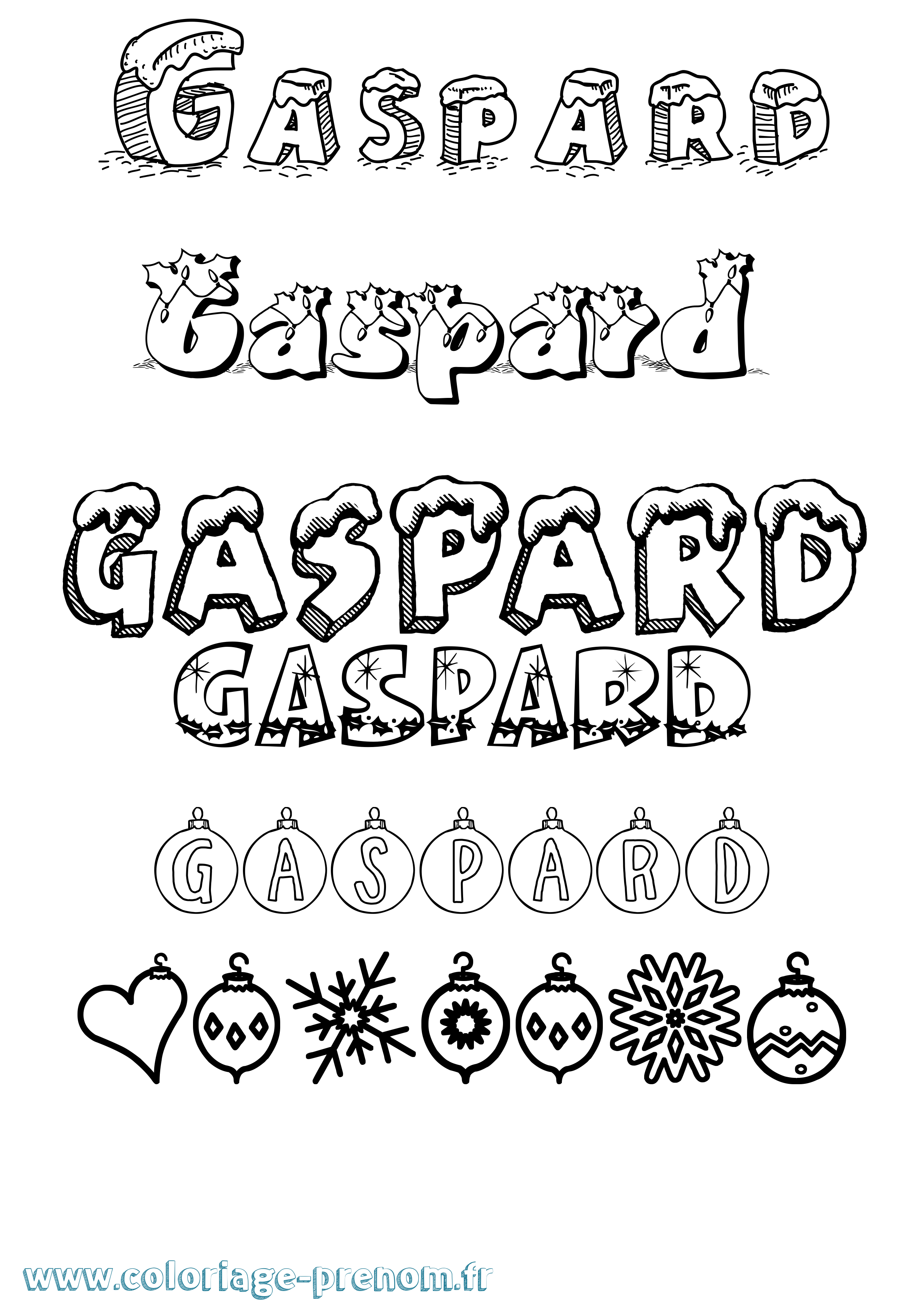 Coloriage prénom Gaspard Noël