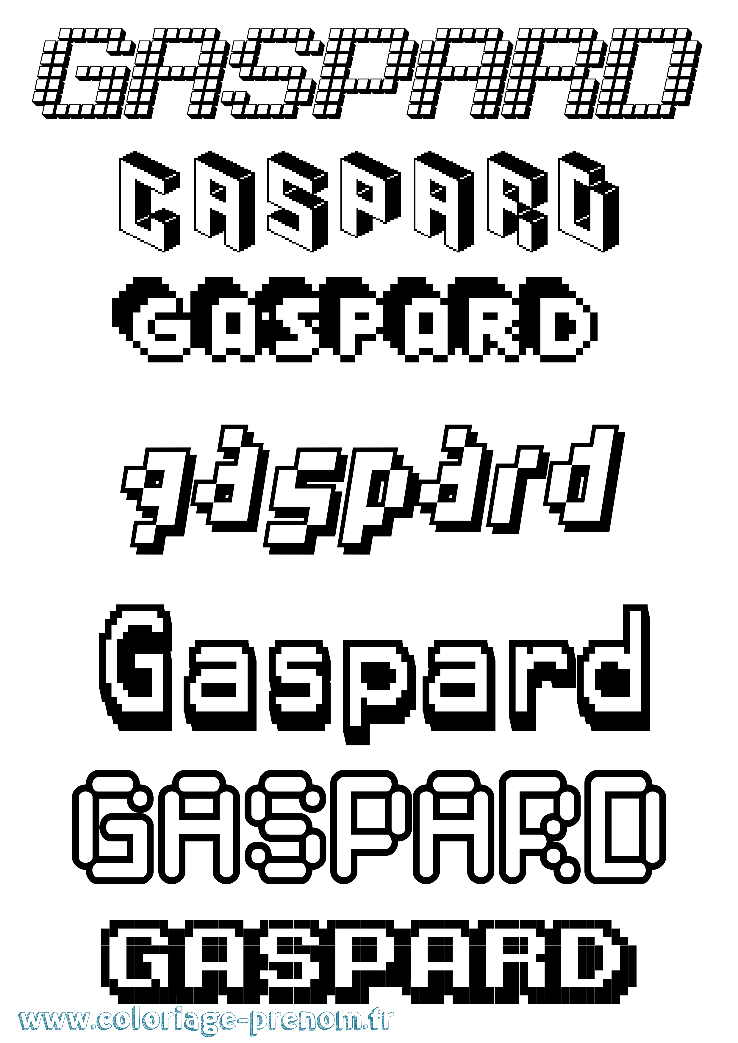 Coloriage prénom Gaspard Pixel