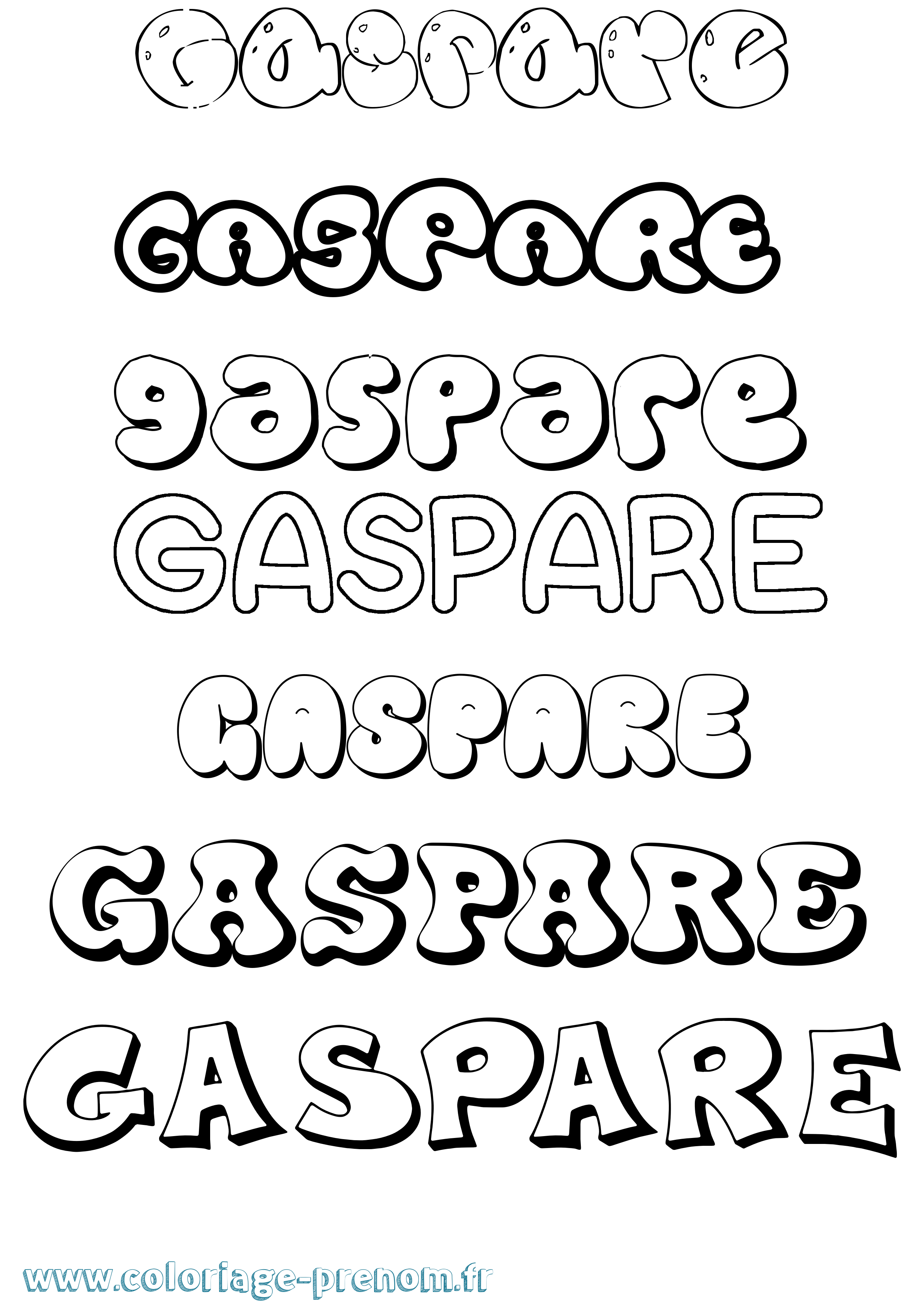 Coloriage prénom Gaspare Bubble