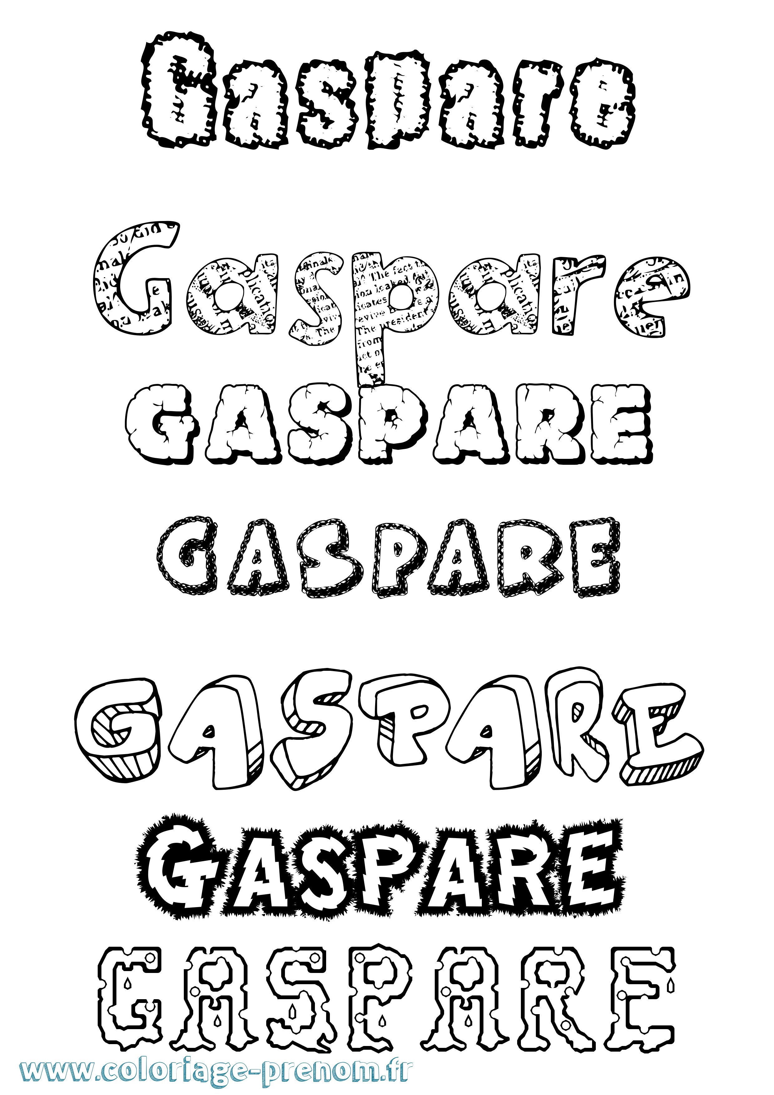 Coloriage prénom Gaspare Destructuré