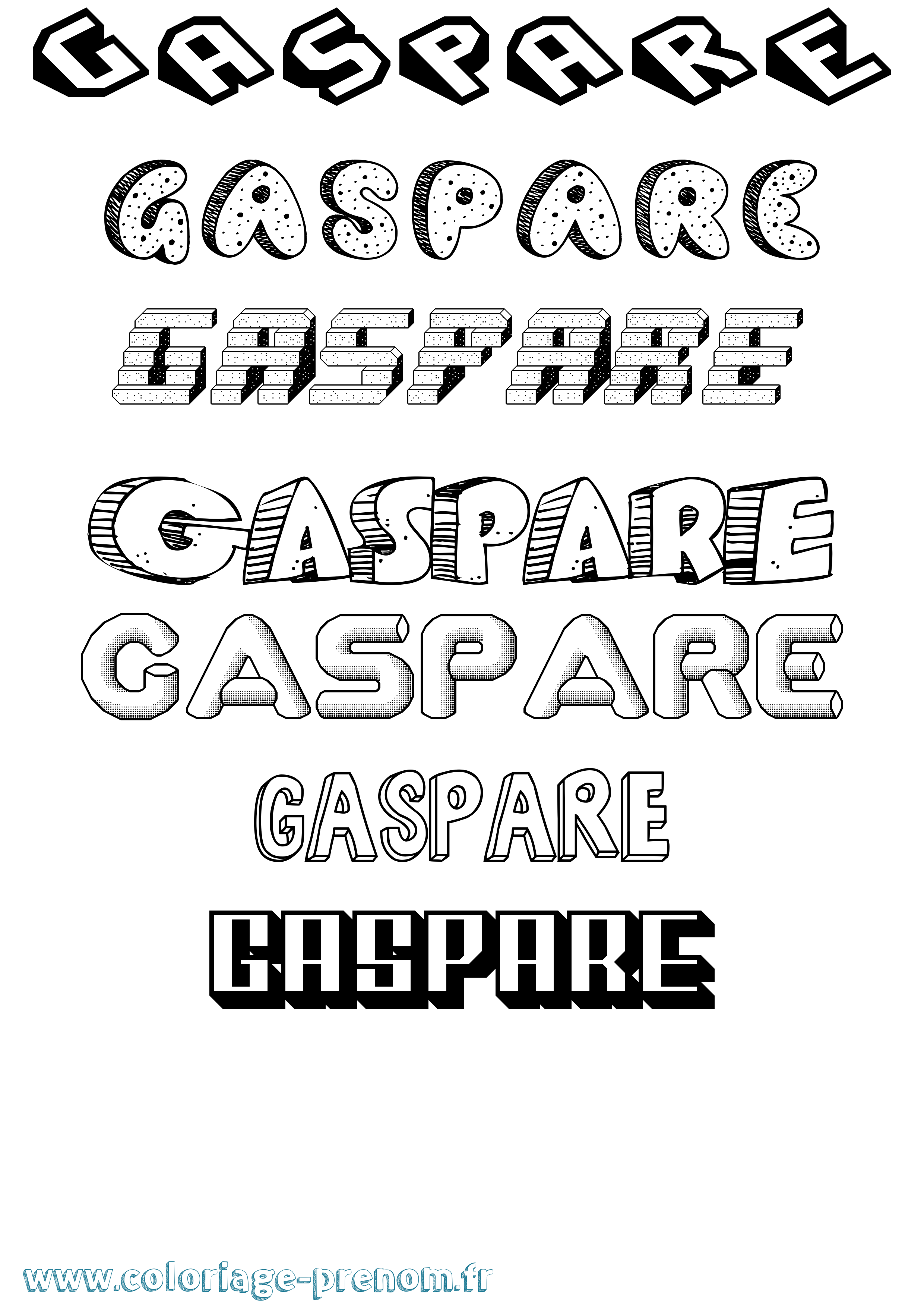Coloriage prénom Gaspare Effet 3D