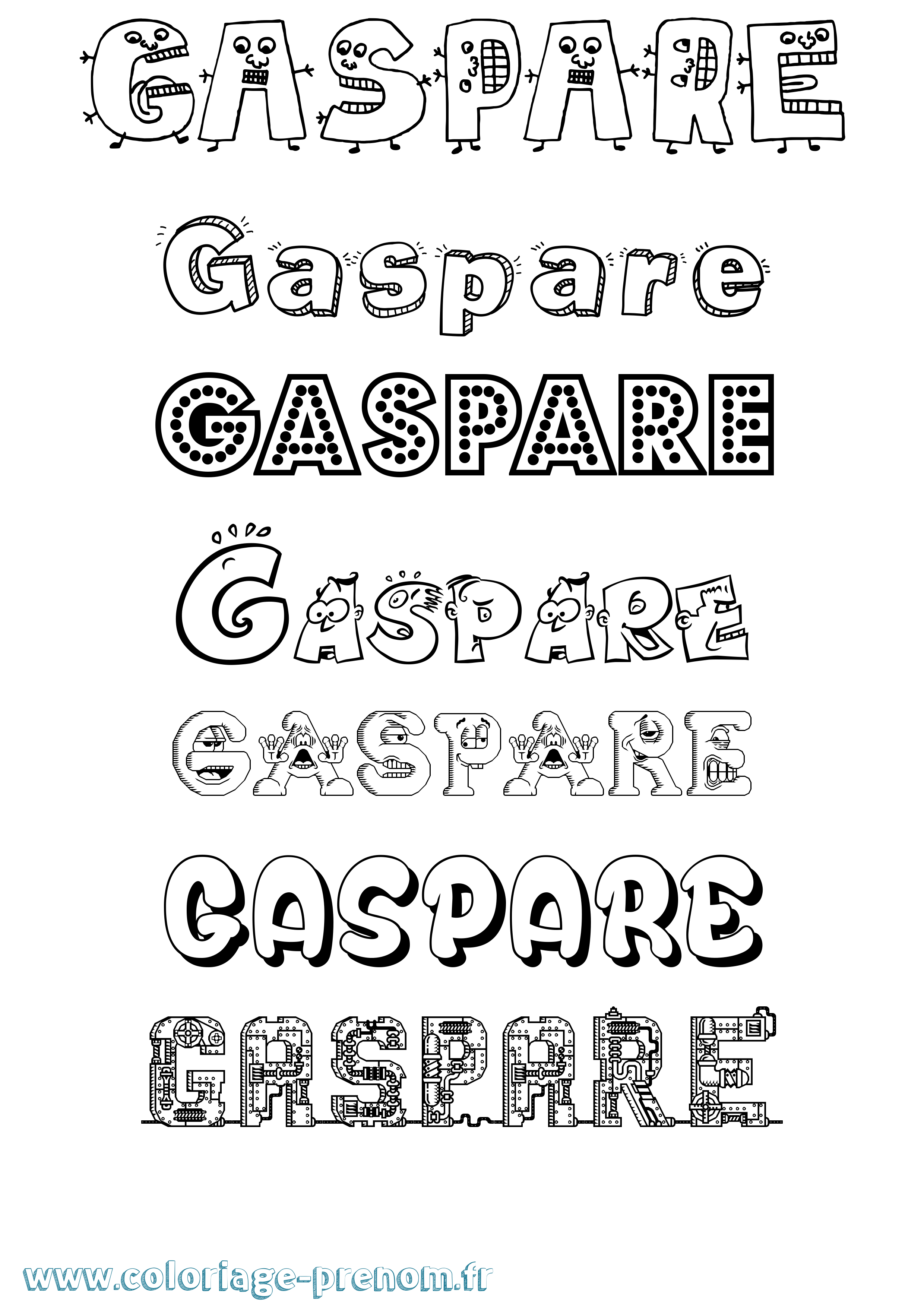 Coloriage prénom Gaspare Fun