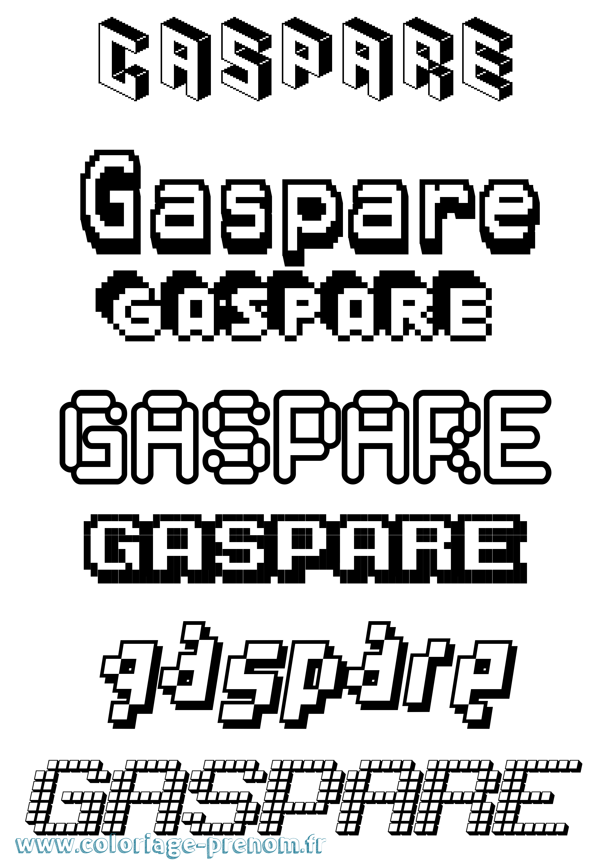 Coloriage prénom Gaspare Pixel