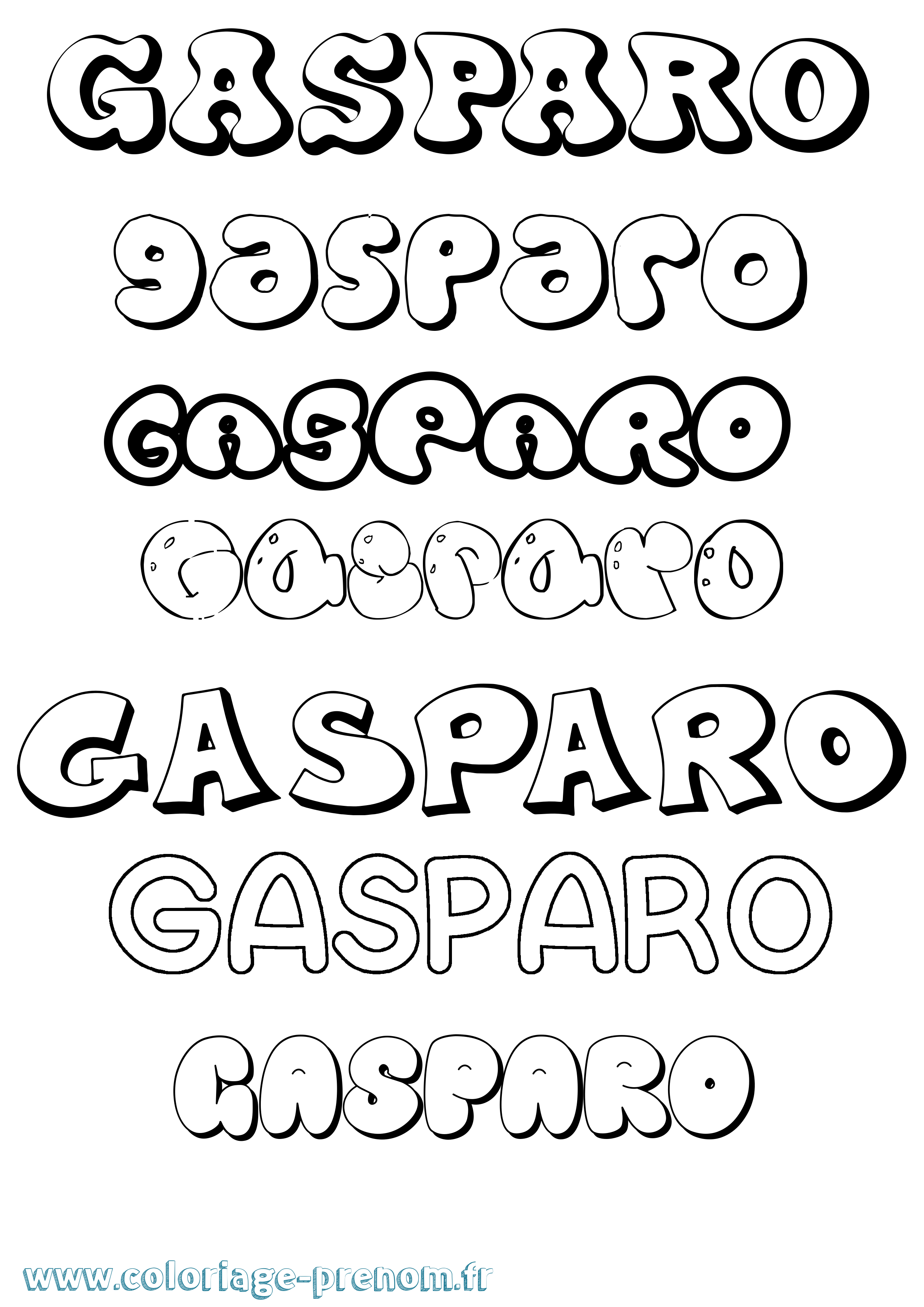 Coloriage prénom Gasparo Bubble