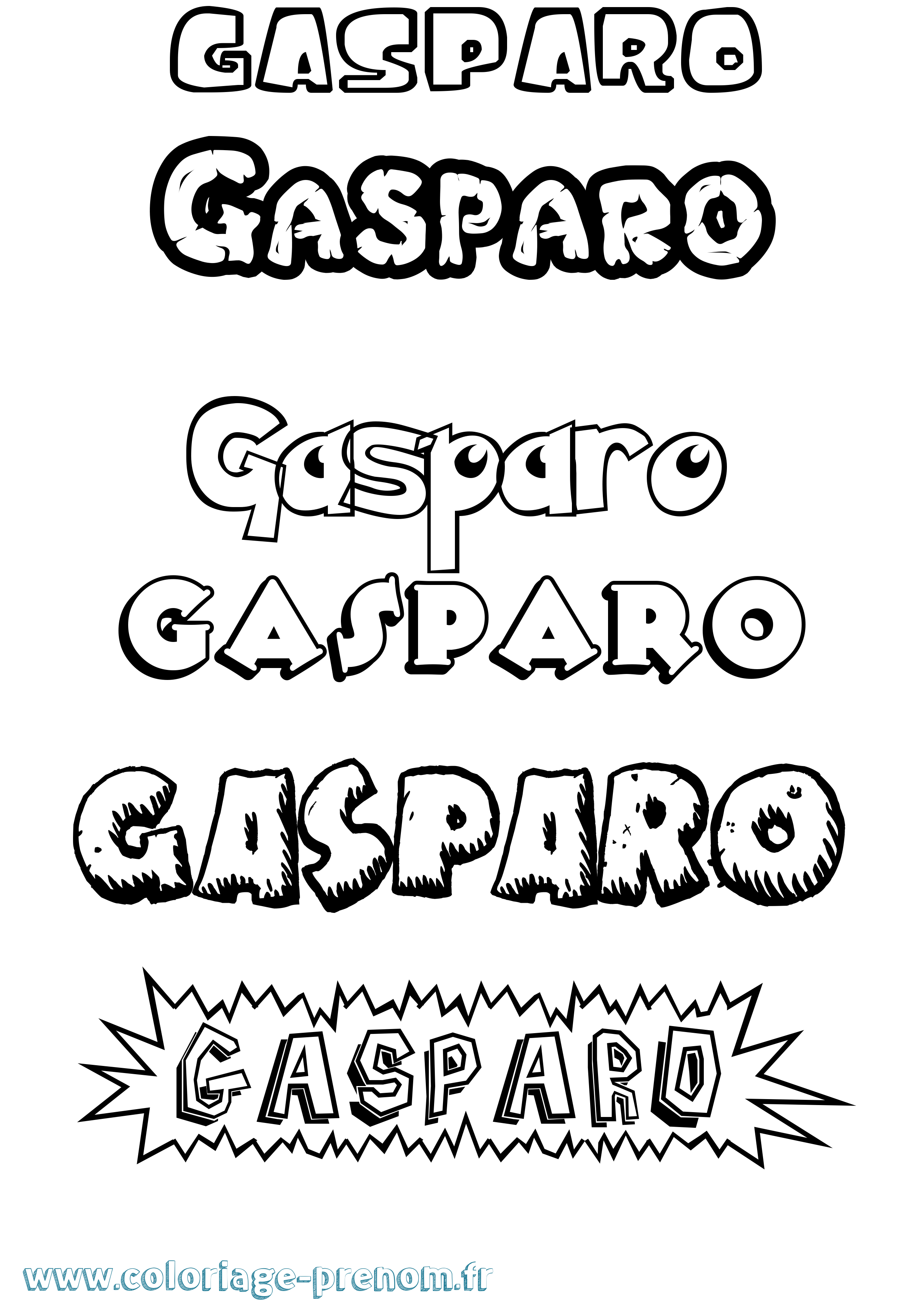 Coloriage prénom Gasparo Dessin Animé