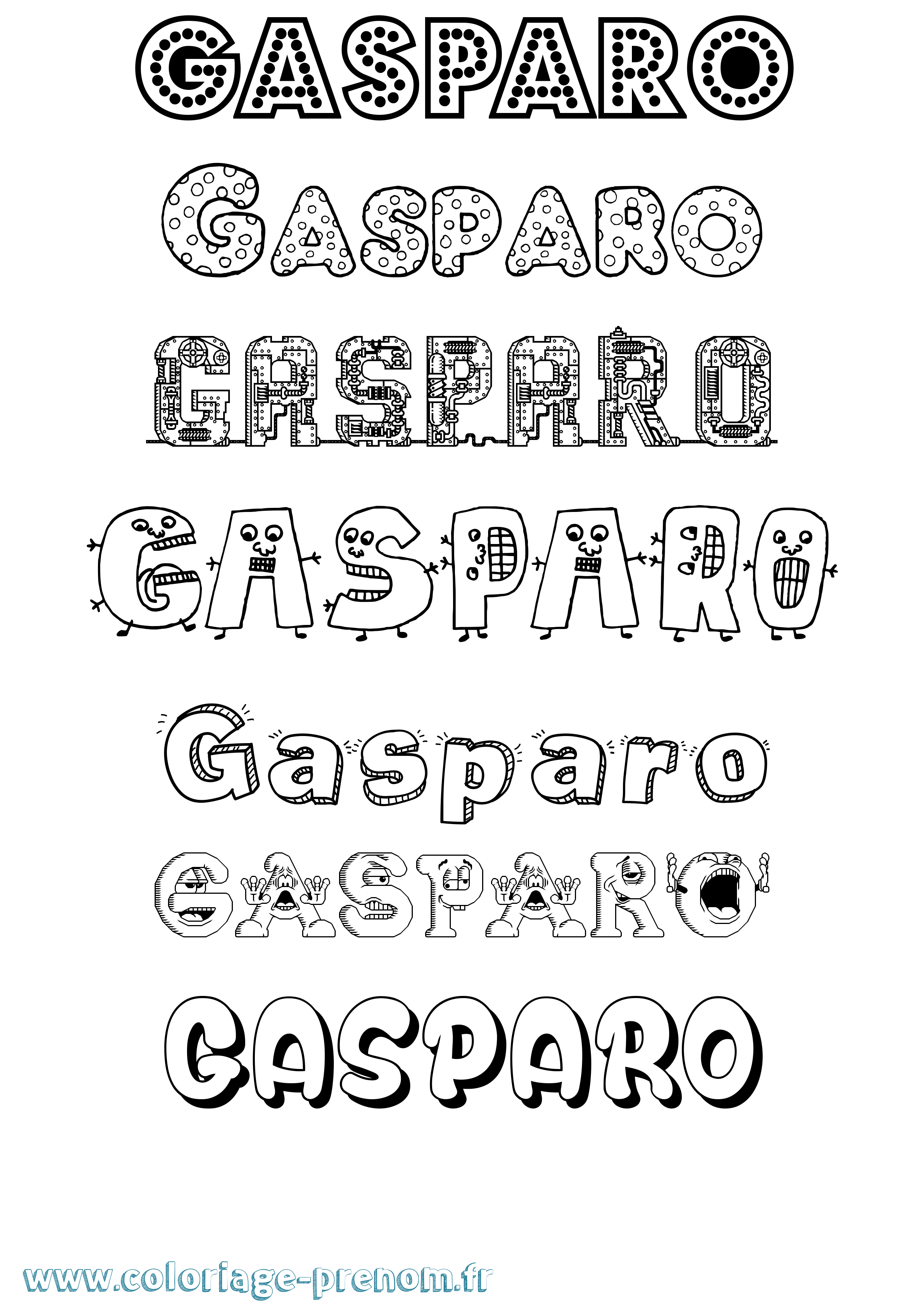 Coloriage prénom Gasparo Fun