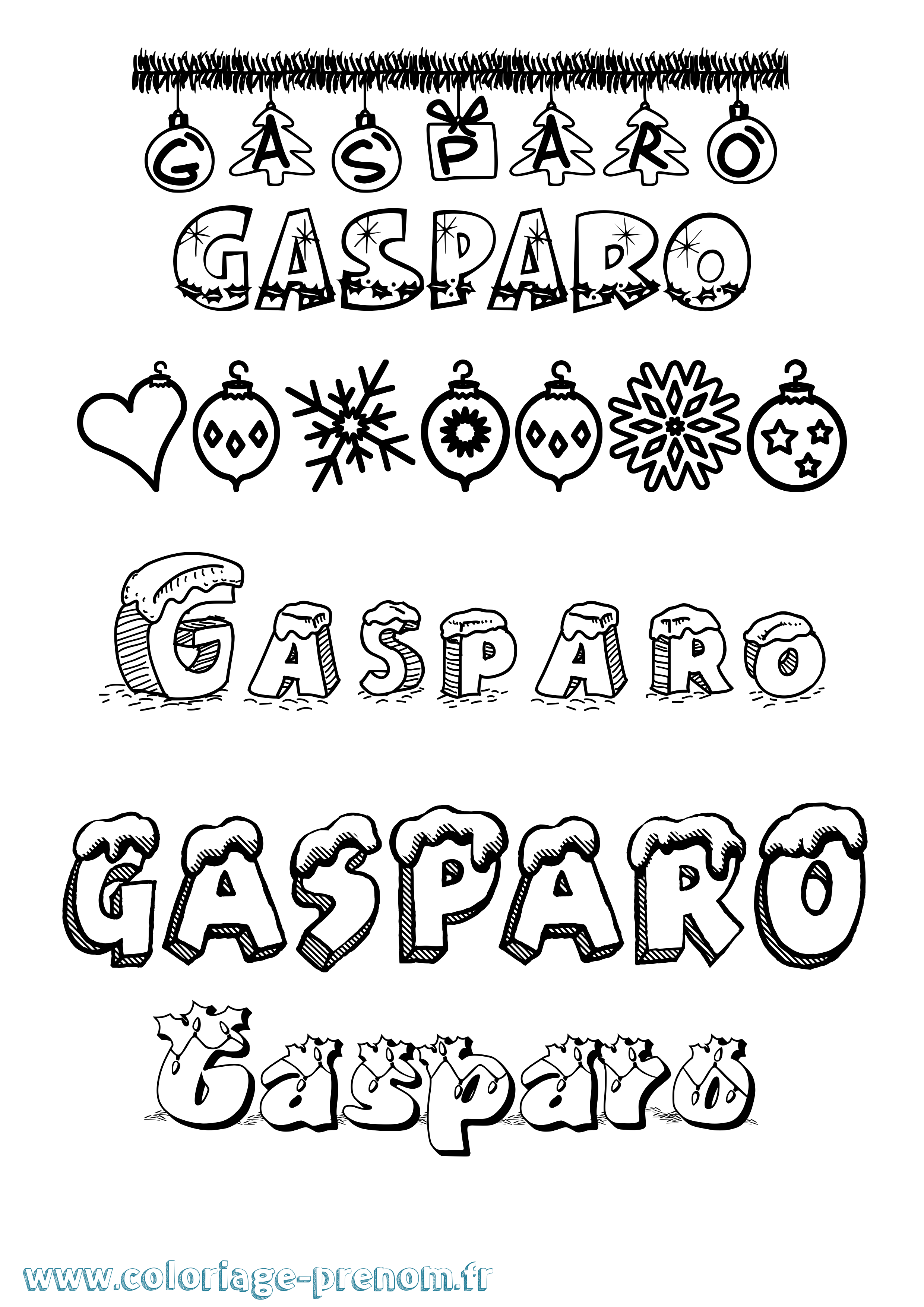 Coloriage prénom Gasparo Noël