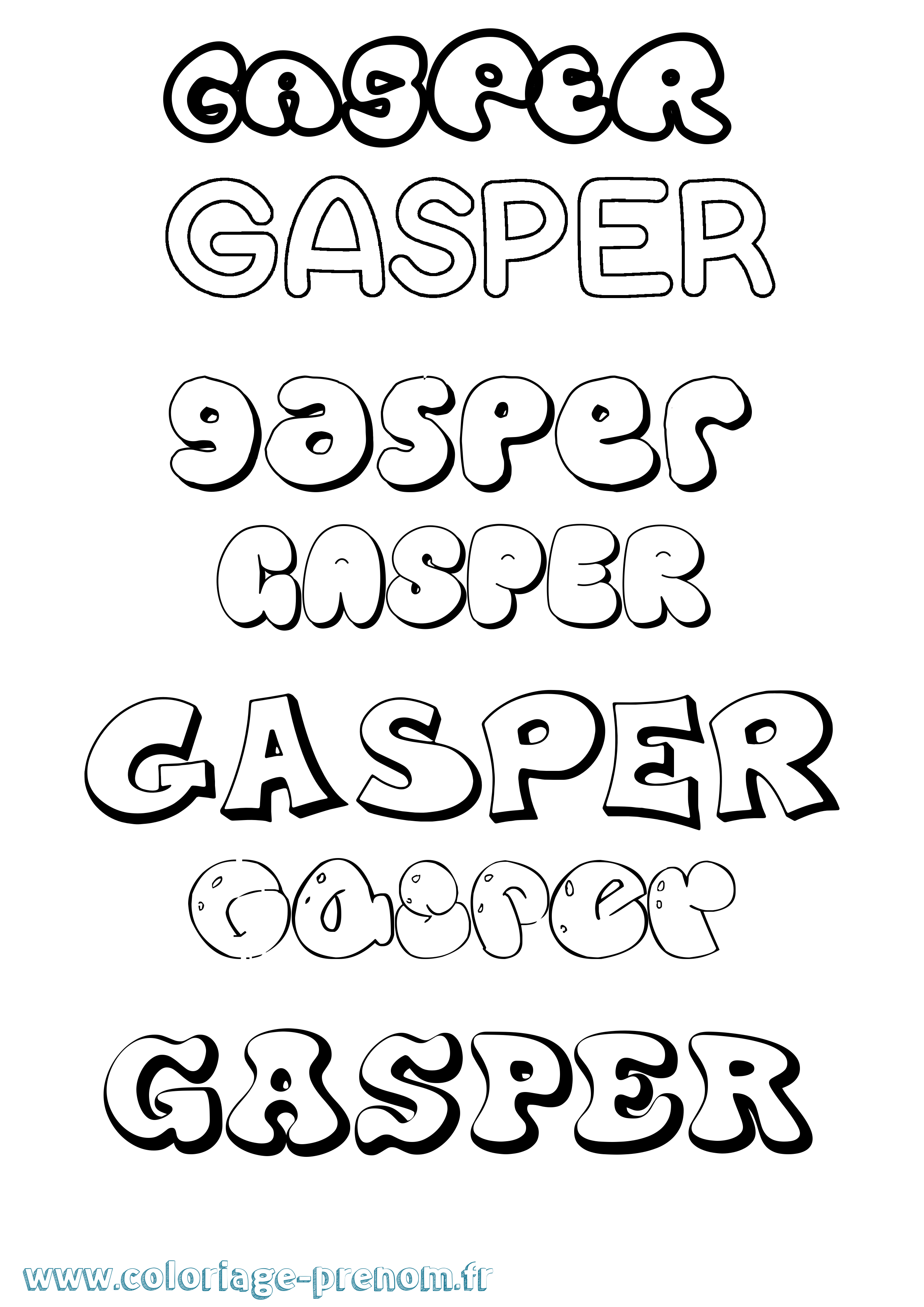 Coloriage prénom Gasper Bubble
