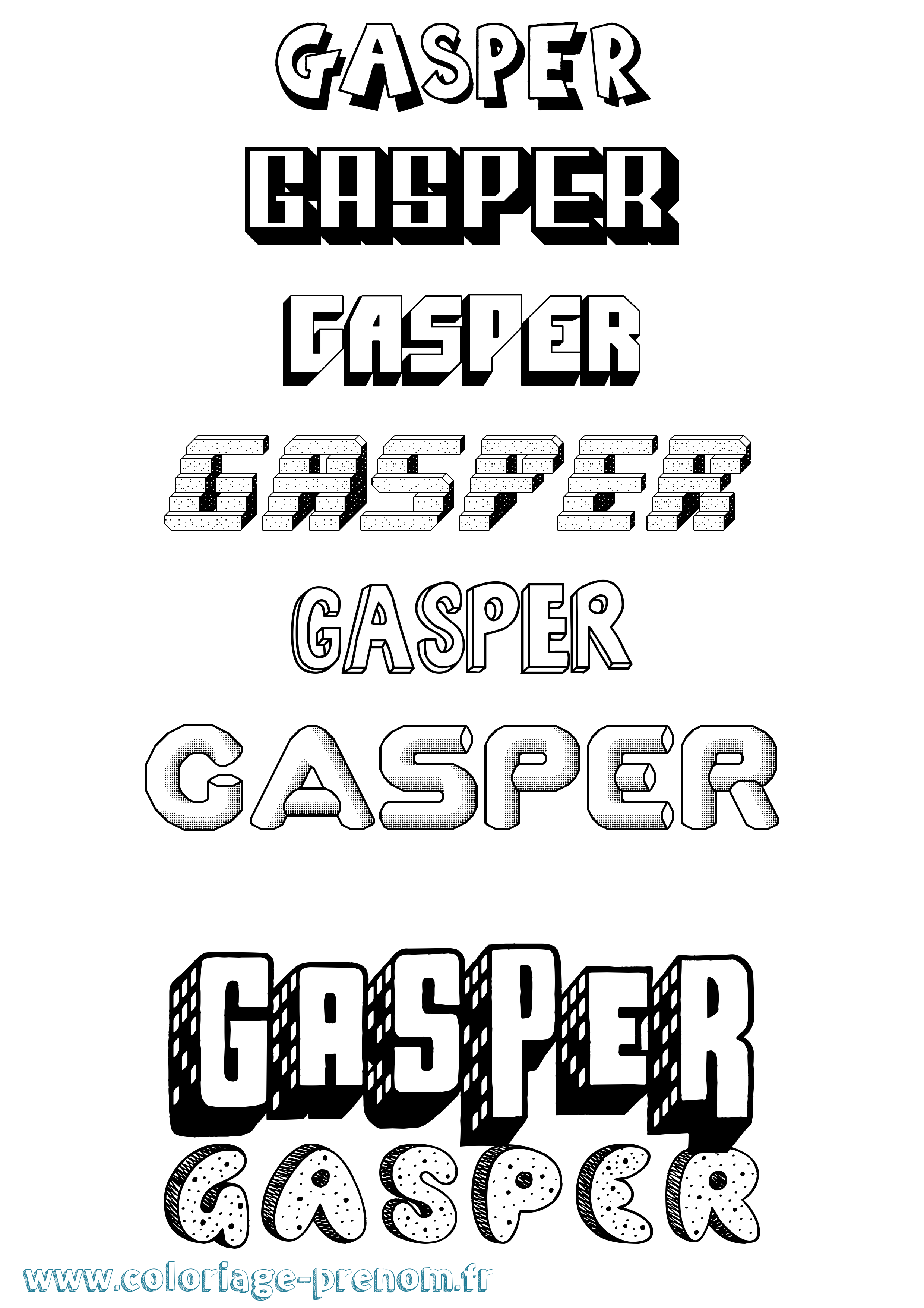 Coloriage prénom Gasper Effet 3D
