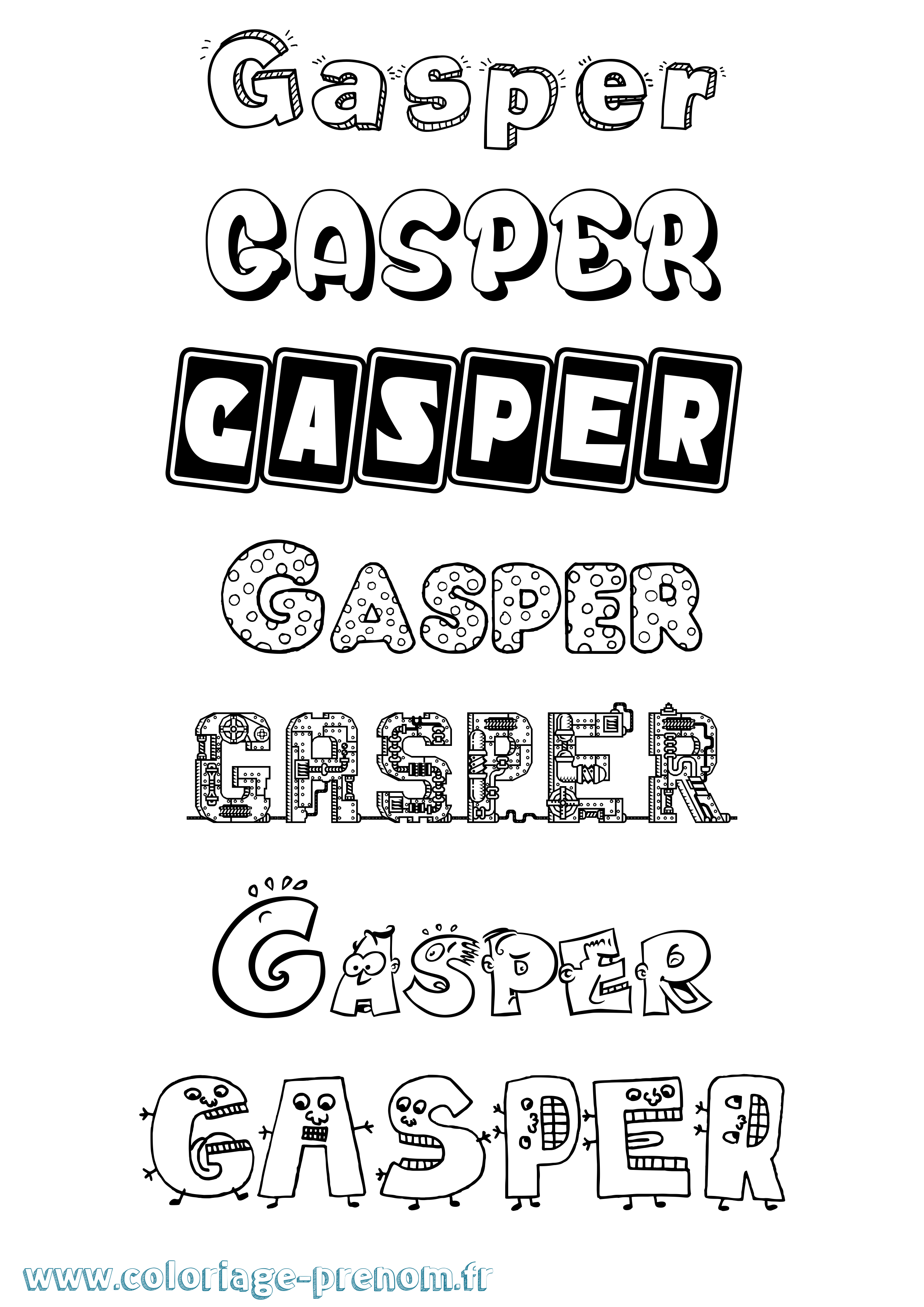 Coloriage prénom Gasper Fun