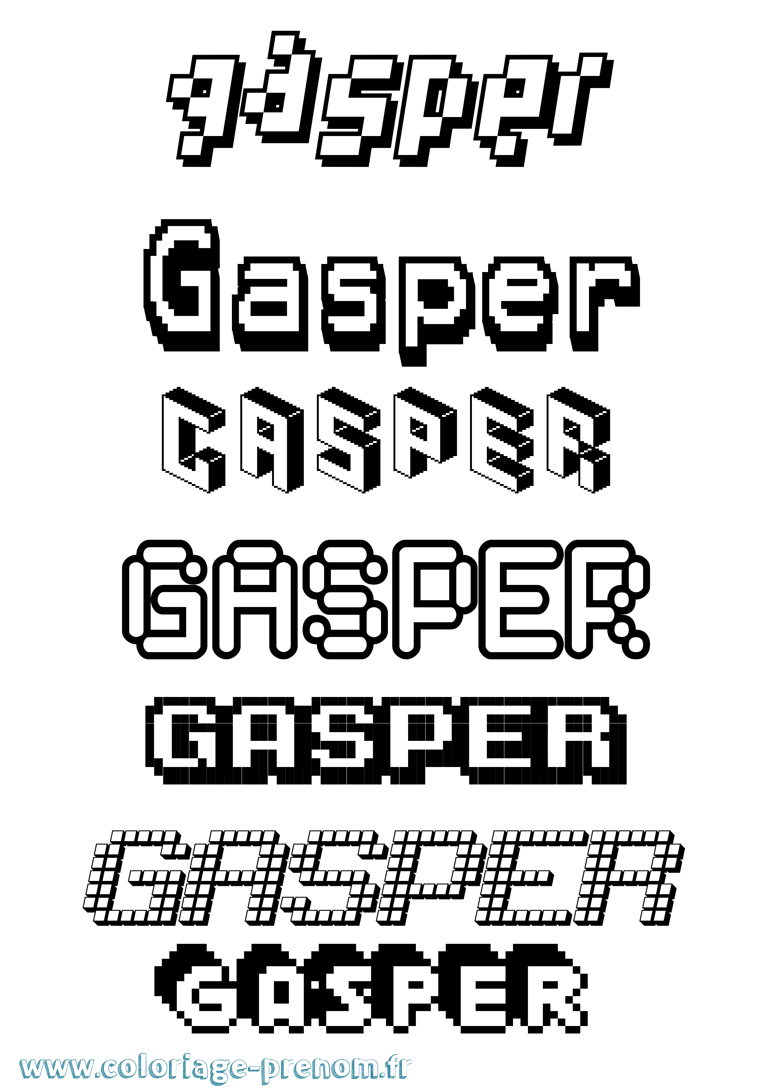Coloriage prénom Gasper Pixel