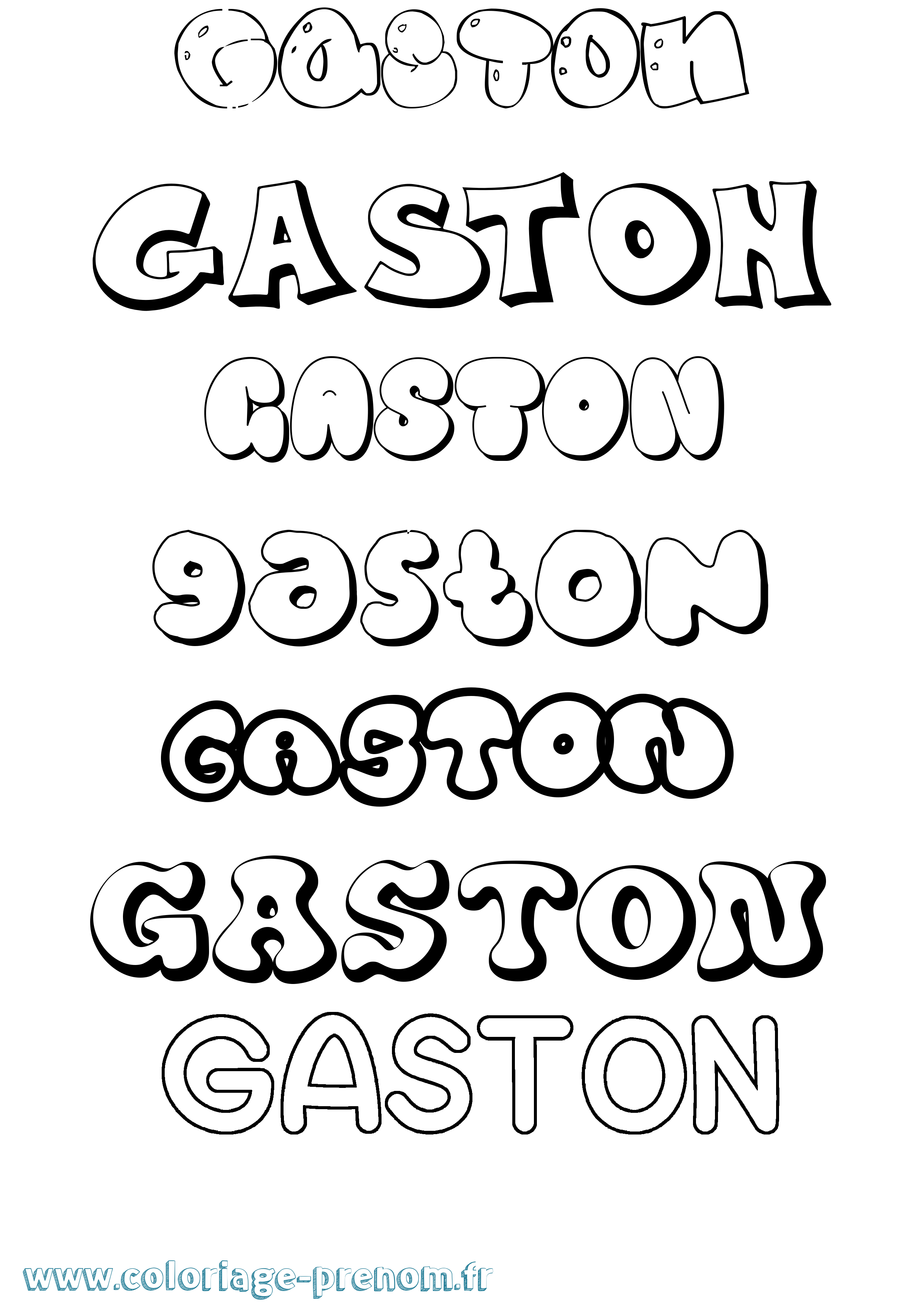 Coloriage prénom Gaston Bubble