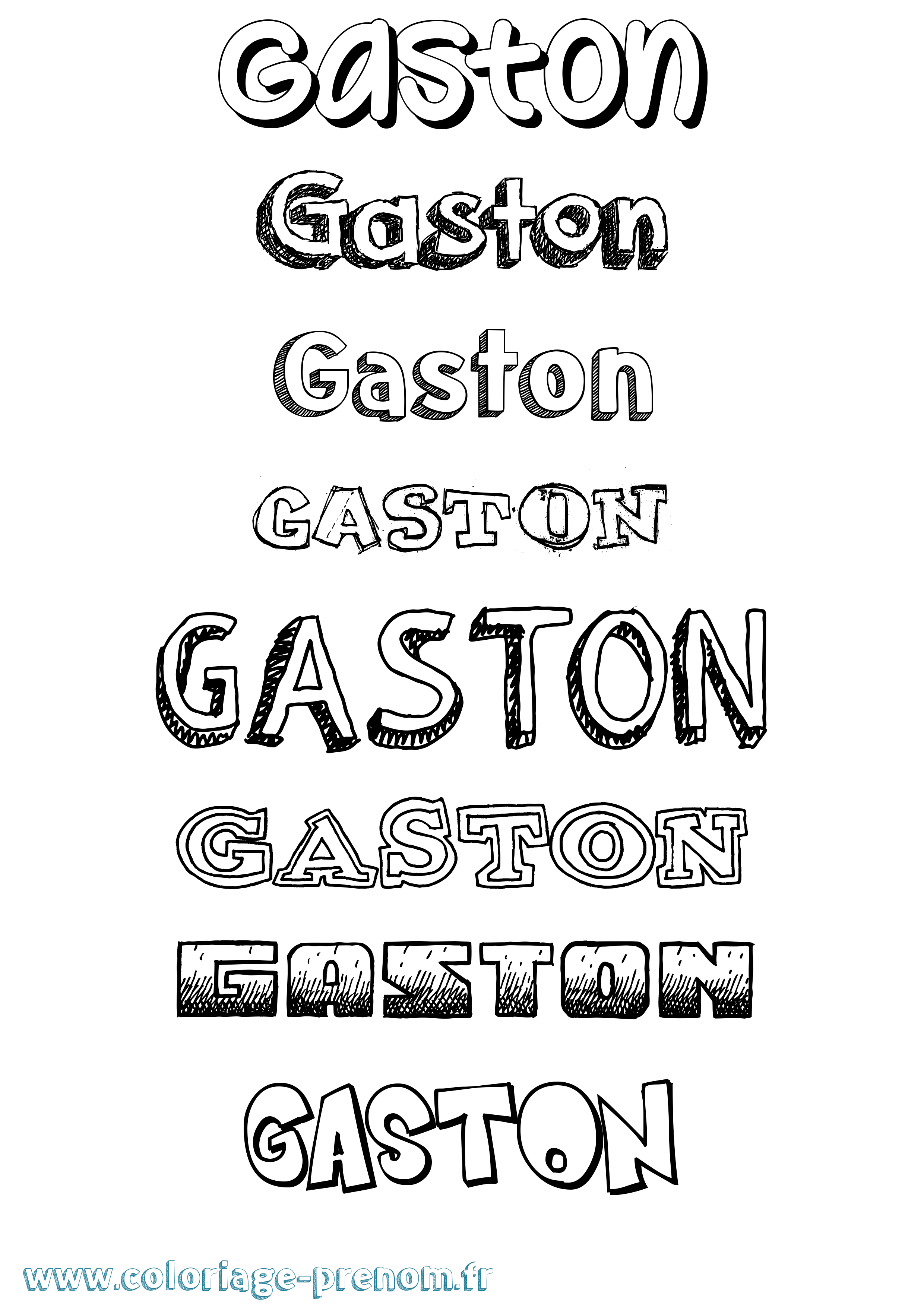 Coloriage prénom Gaston Dessiné