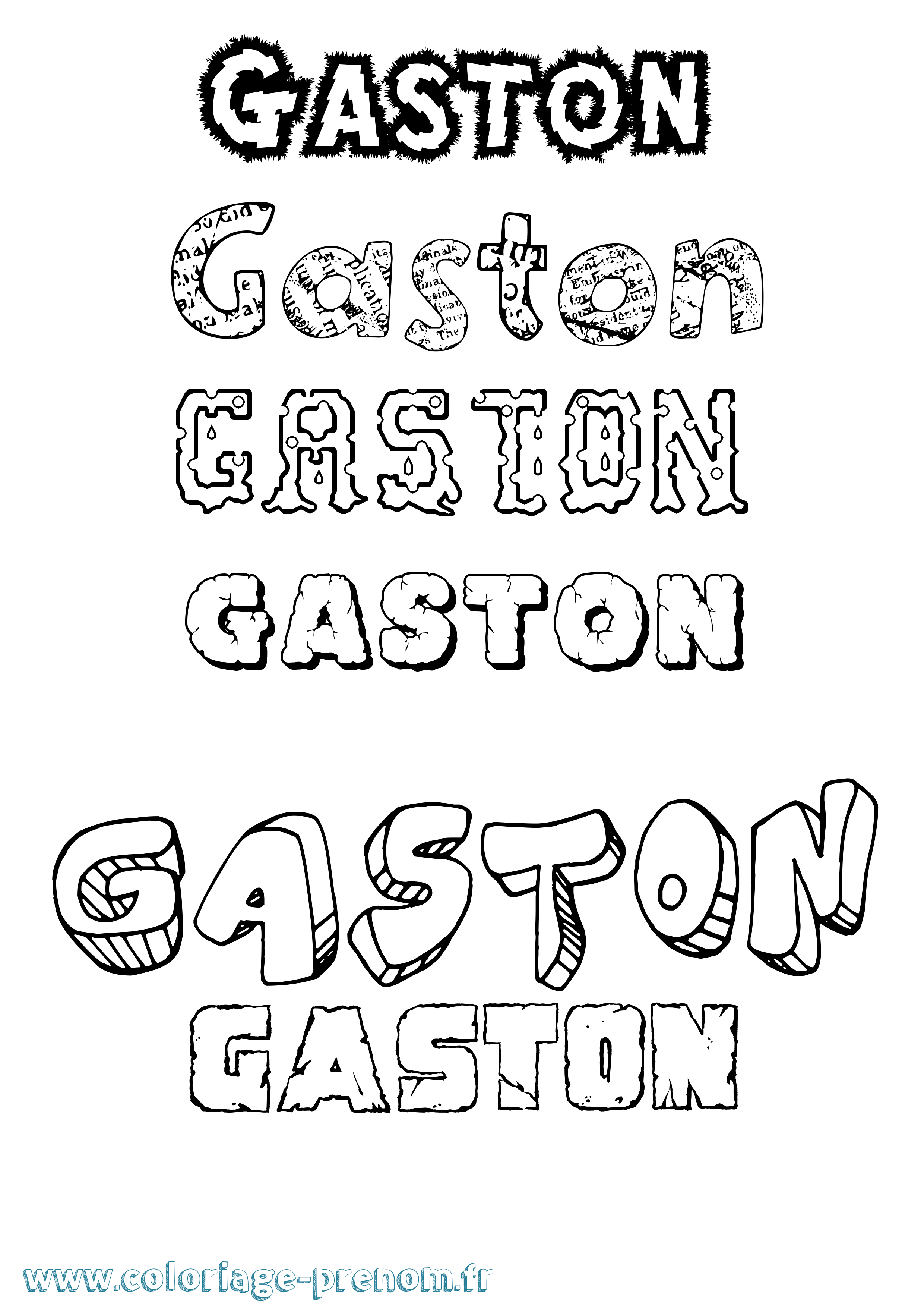 Coloriage prénom Gaston Destructuré