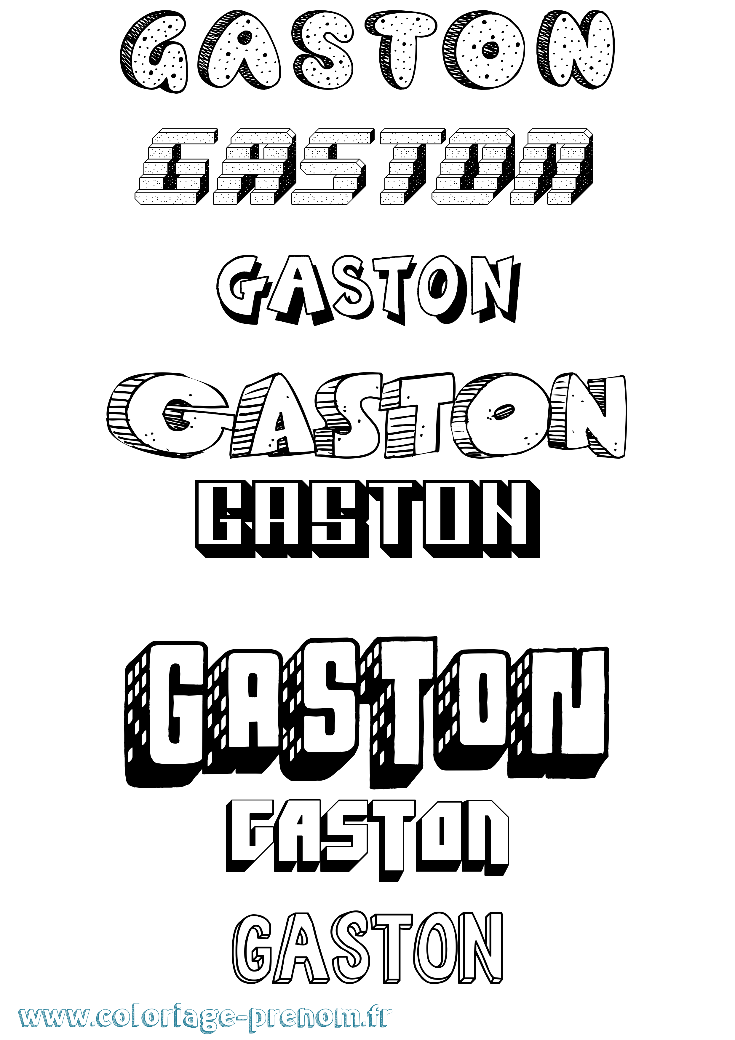 Coloriage prénom Gaston Effet 3D