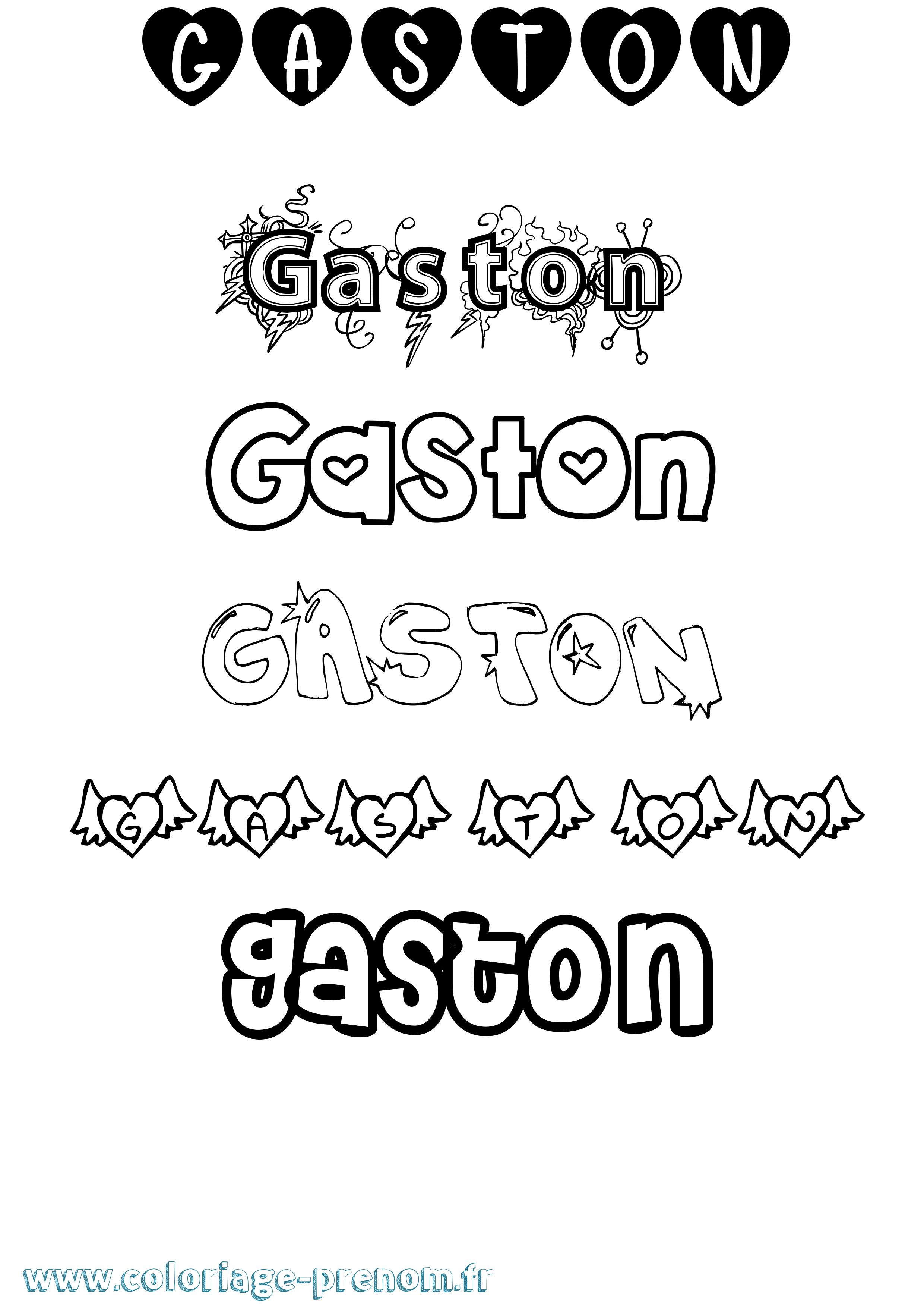 Coloriage prénom Gaston Girly
