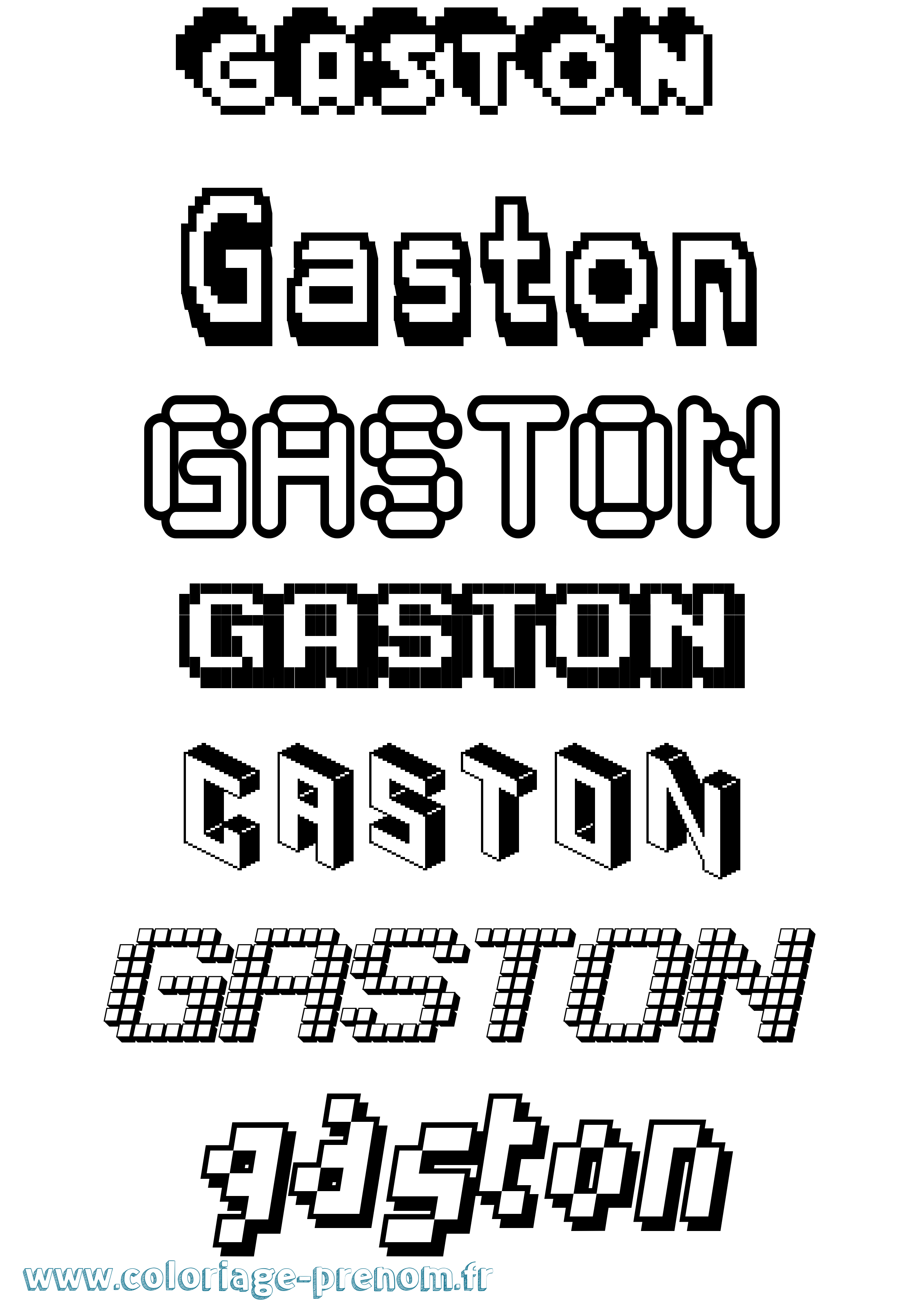 Coloriage prénom Gaston Pixel