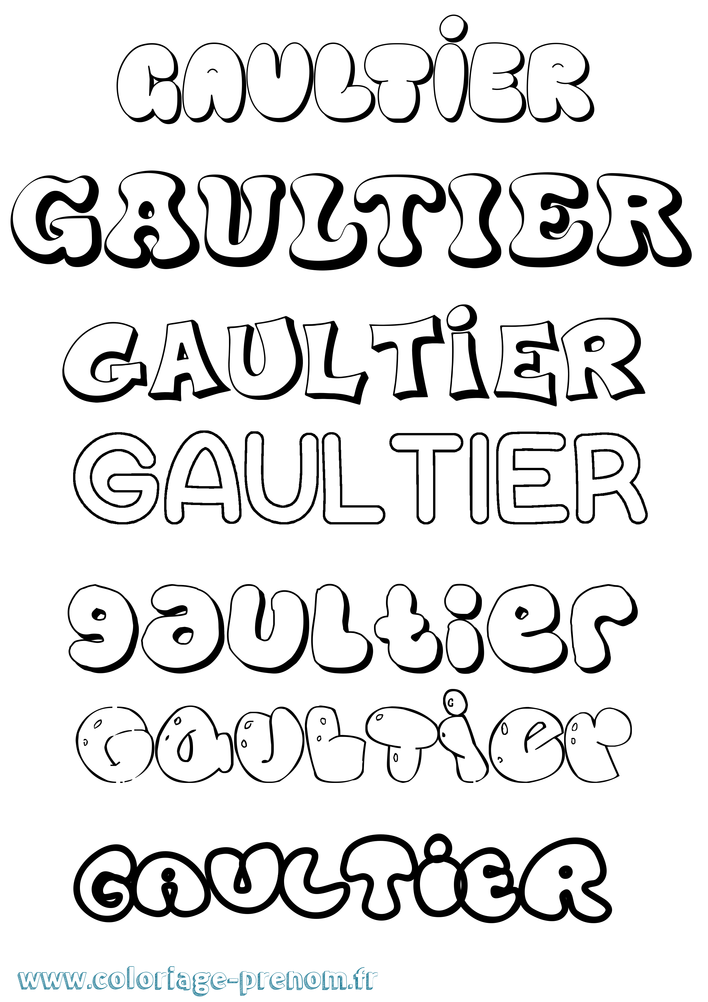 Coloriage Gaultier Bubble Coloriage prénom Gaultier Bubble