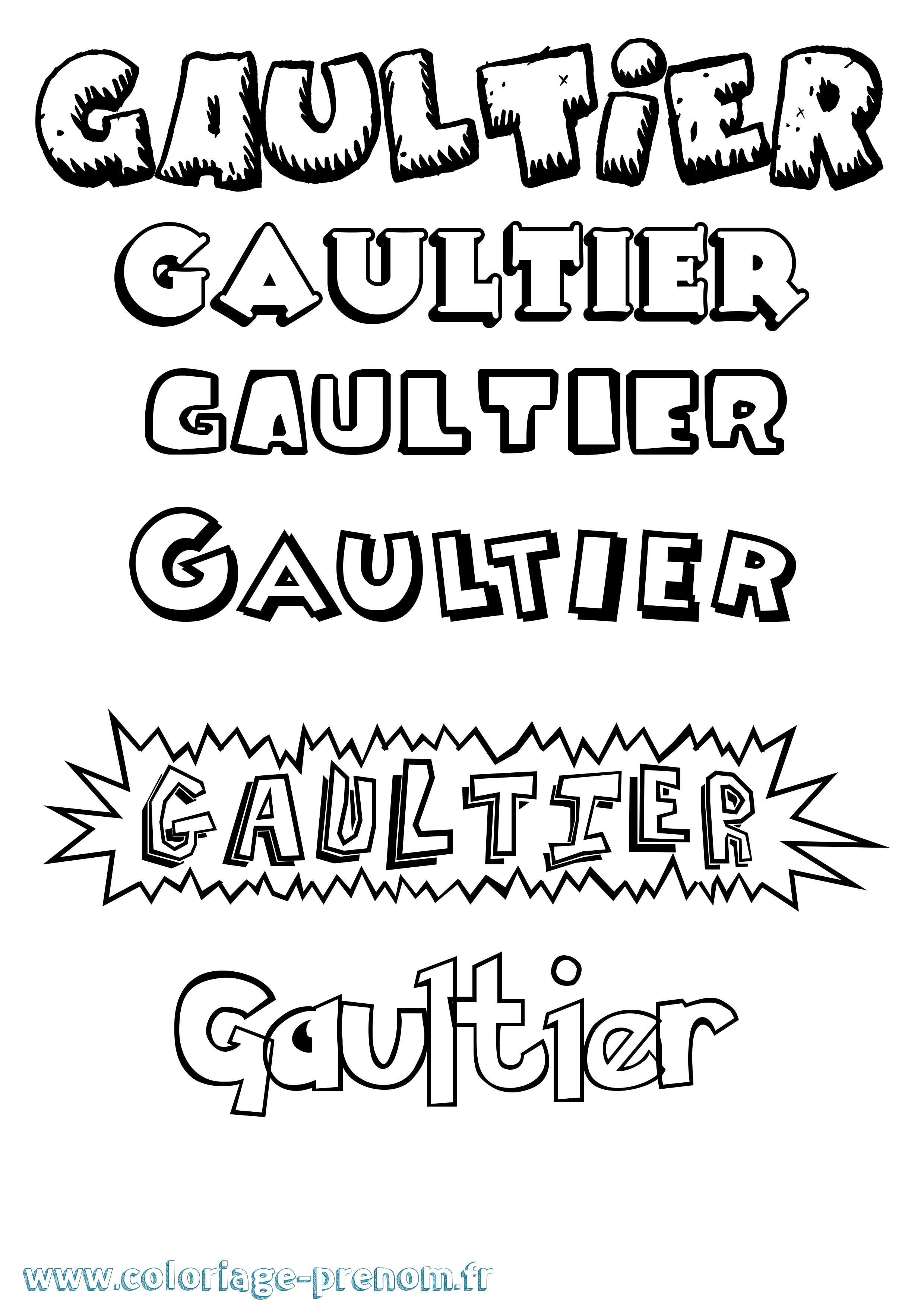 Coloriage Gaultier Dessin Animé Coloriage prénom Gaultier Dessin Animé