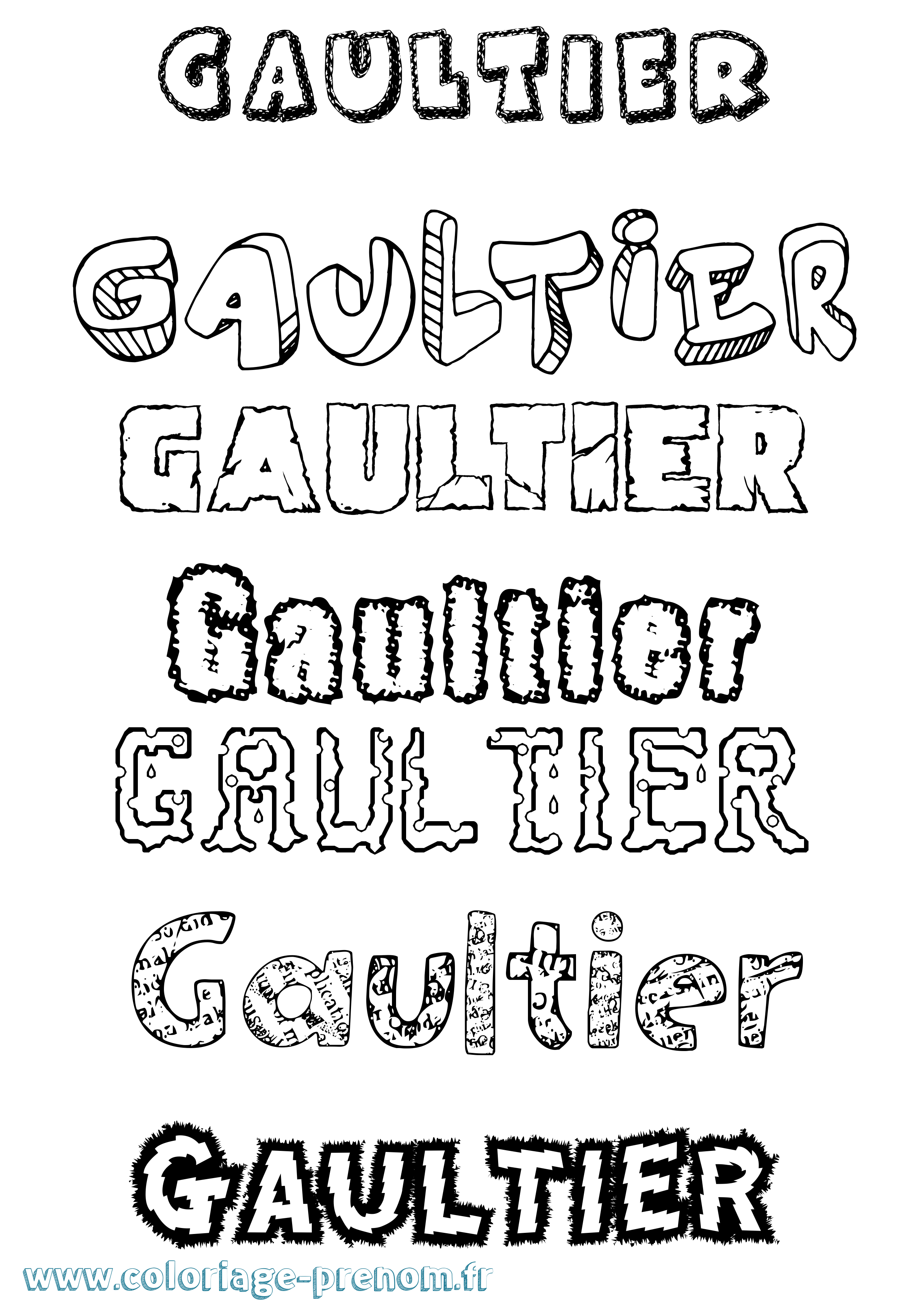 Coloriage Gaultier Destructuré Coloriage prénom Gaultier Destructuré
