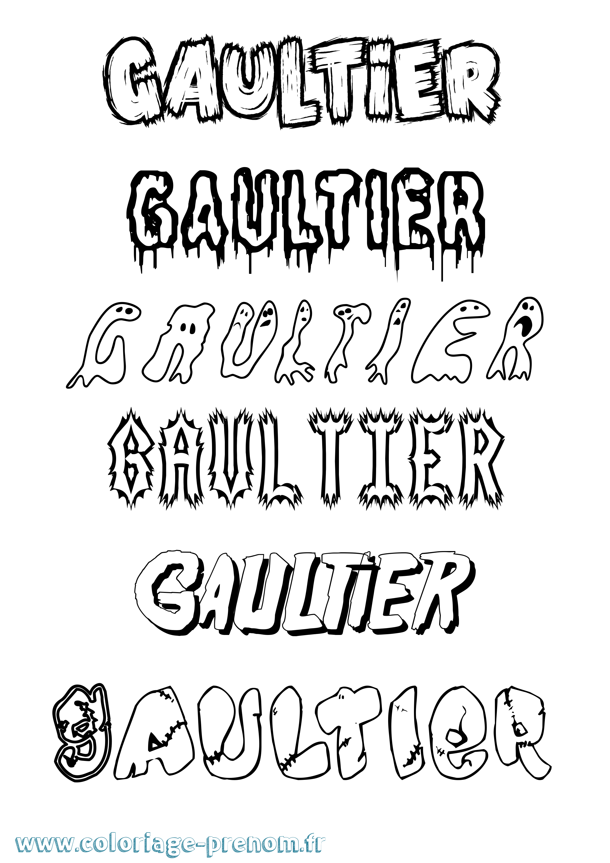Coloriage Gaultier Frisson Coloriage prénom Gaultier Frisson
