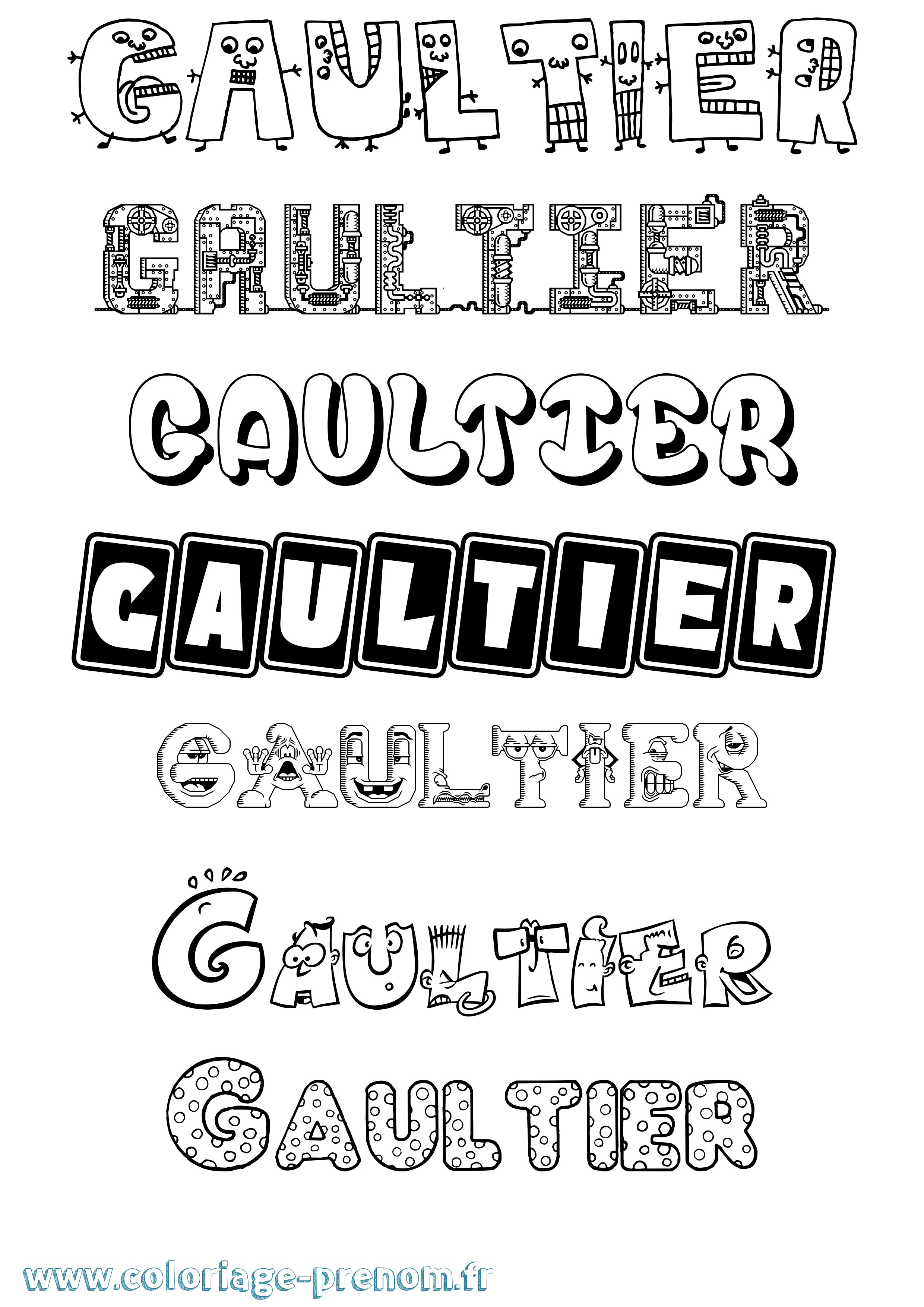 Coloriage Gaultier Fun Coloriage prénom Gaultier Fun