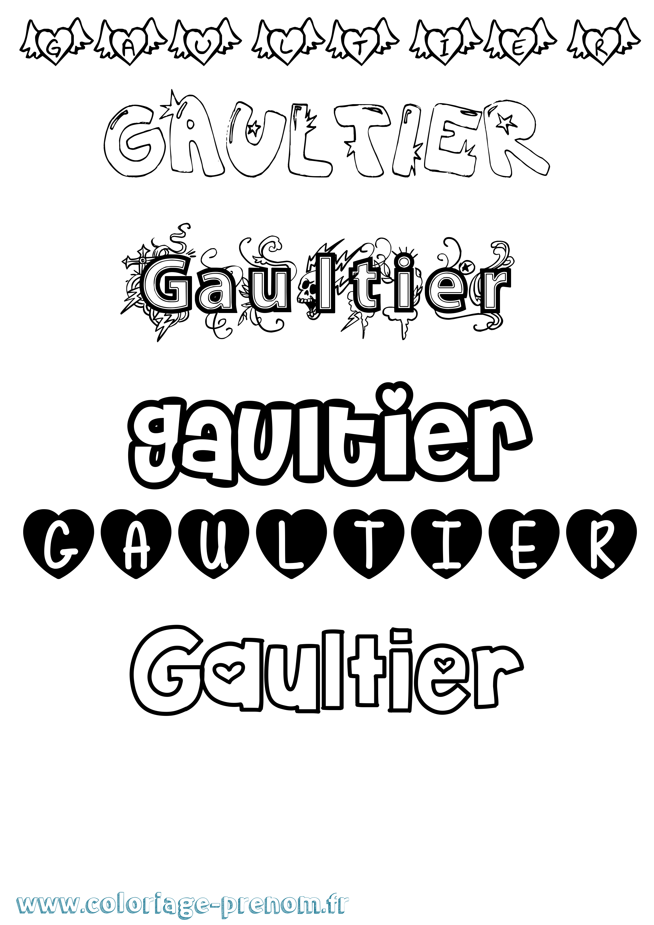 Coloriage Gaultier Girly Coloriage prénom Gaultier Girly