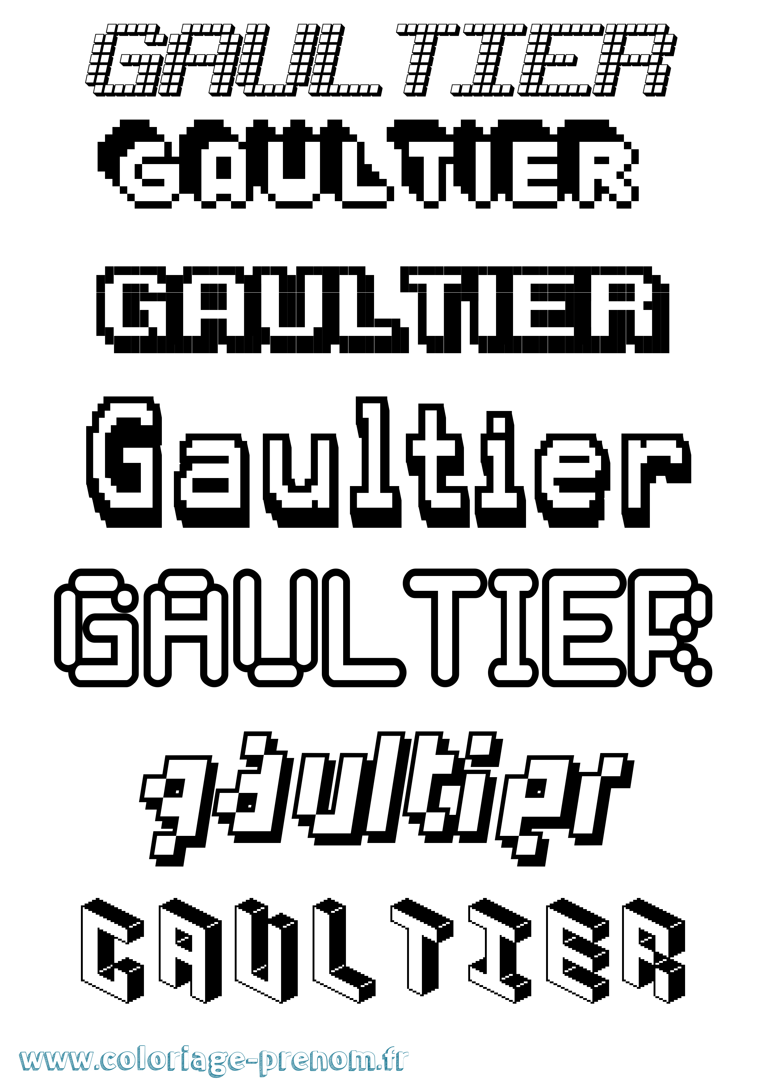 Coloriage Gaultier Pixel Coloriage prénom Gaultier Pixel