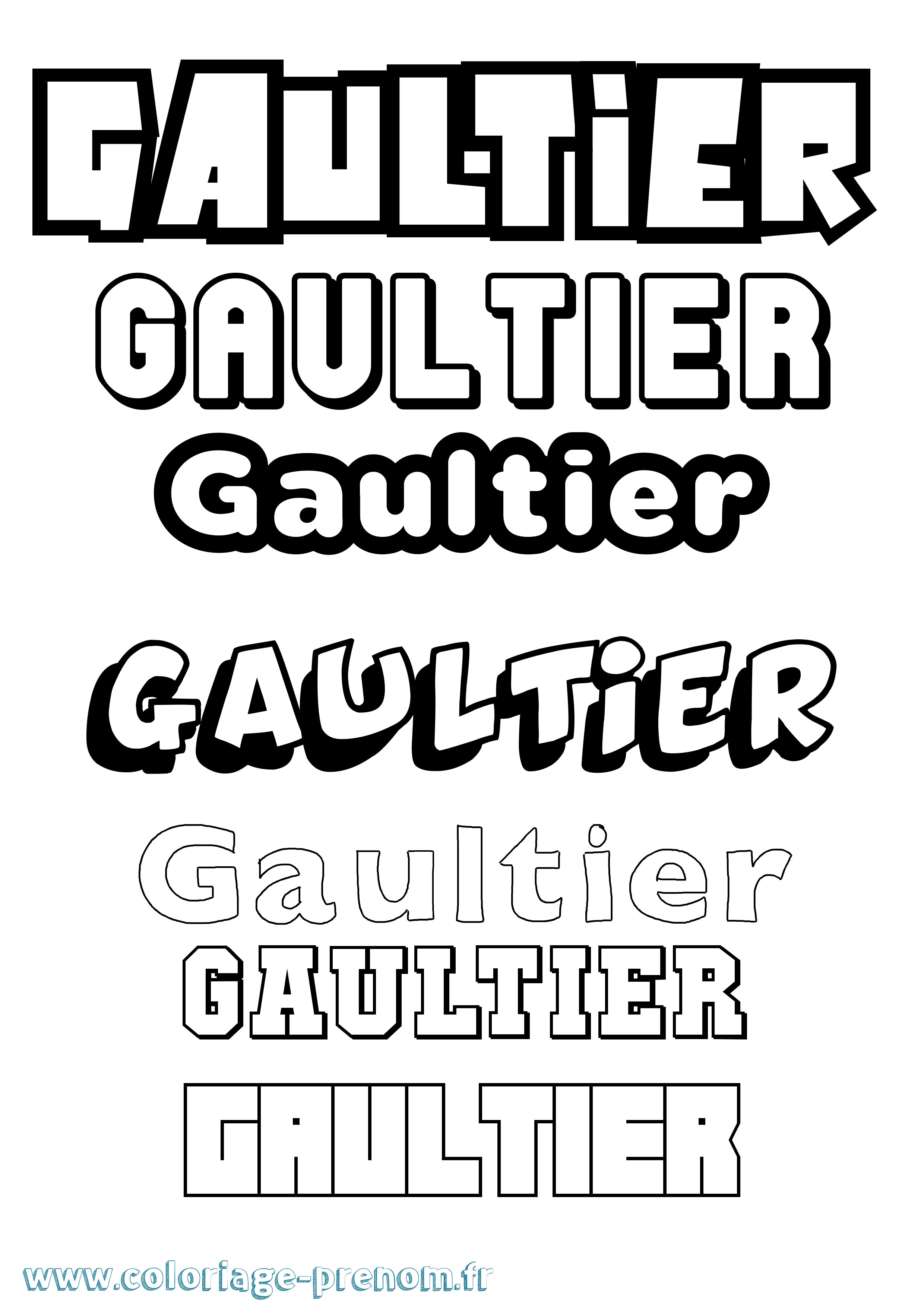 Coloriage Gaultier Simple Coloriage prénom Gaultier Simple