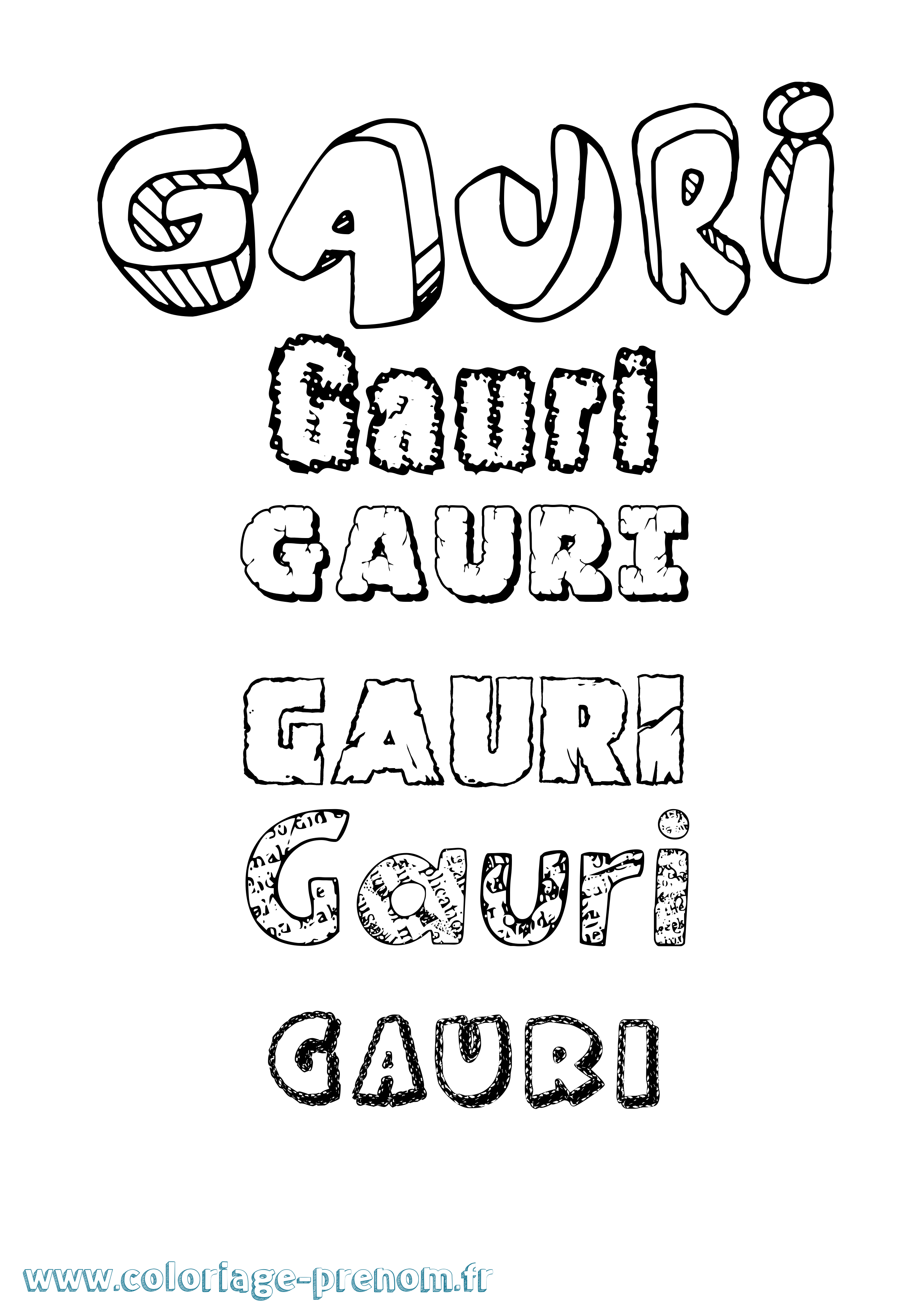 Coloriage Gauri Destructuré Coloriage prénom Gauri Destructuré