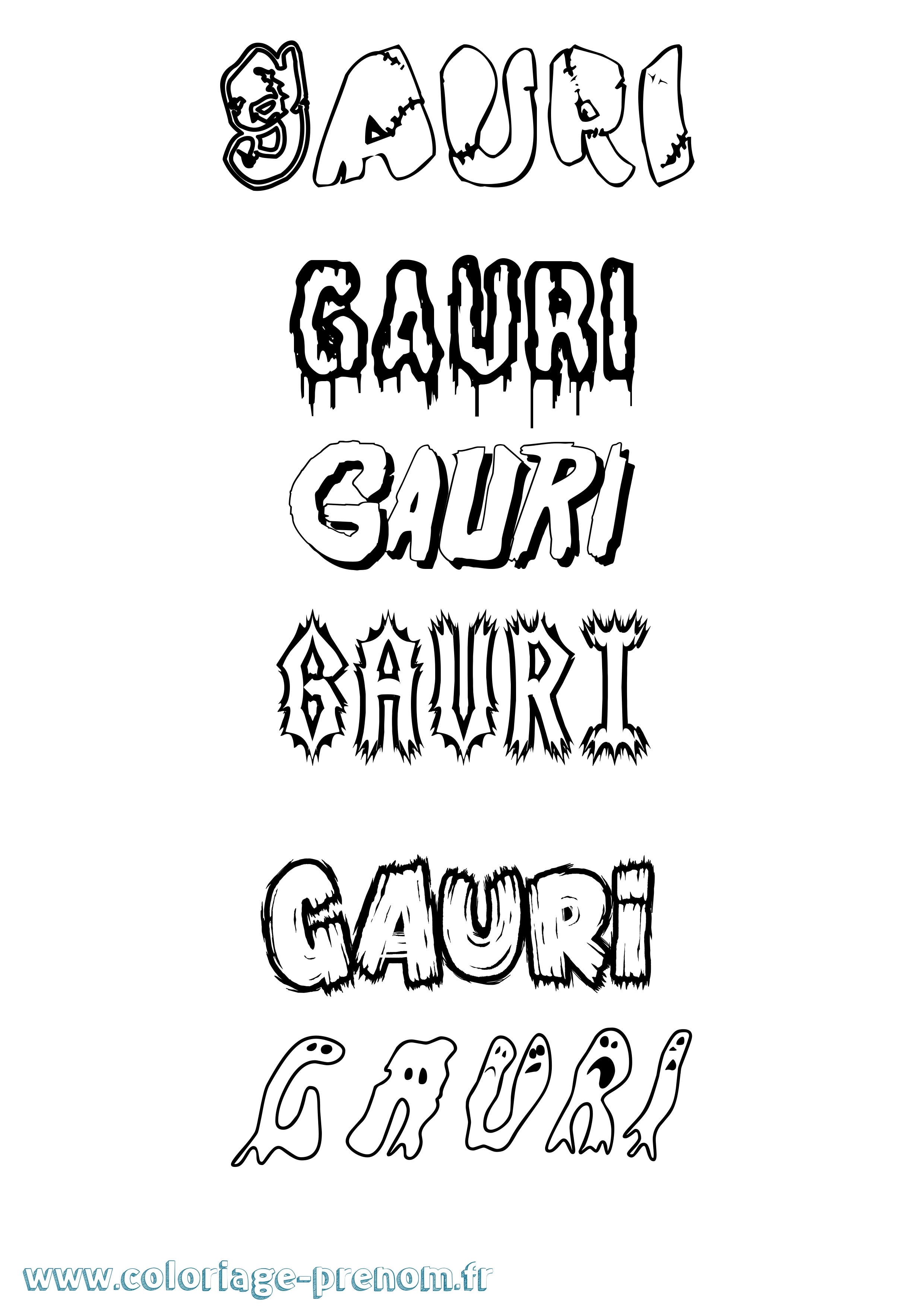 Coloriage Gauri Frisson Coloriage prénom Gauri Frisson