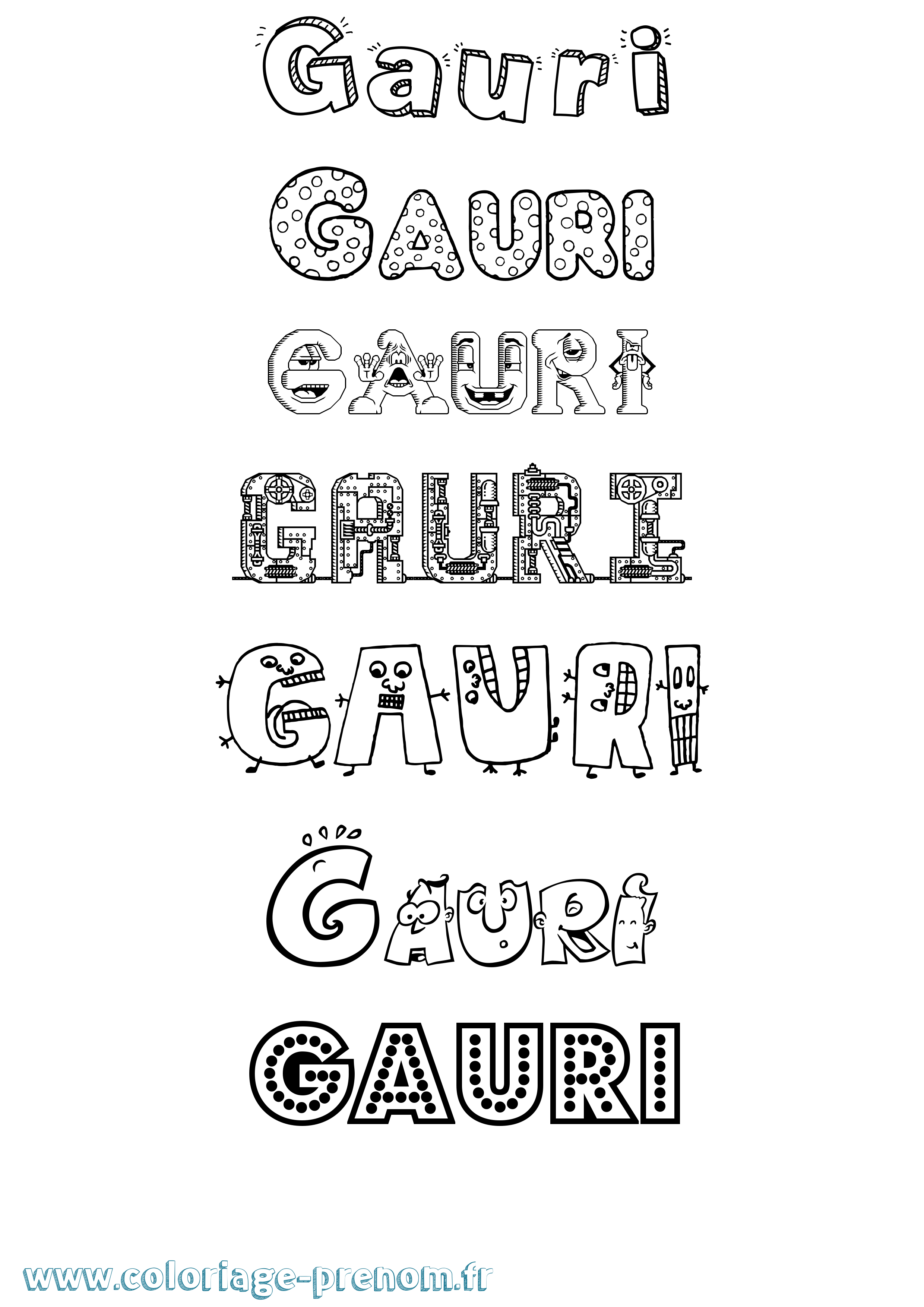 Coloriage Gauri Fun Coloriage prénom Gauri Fun