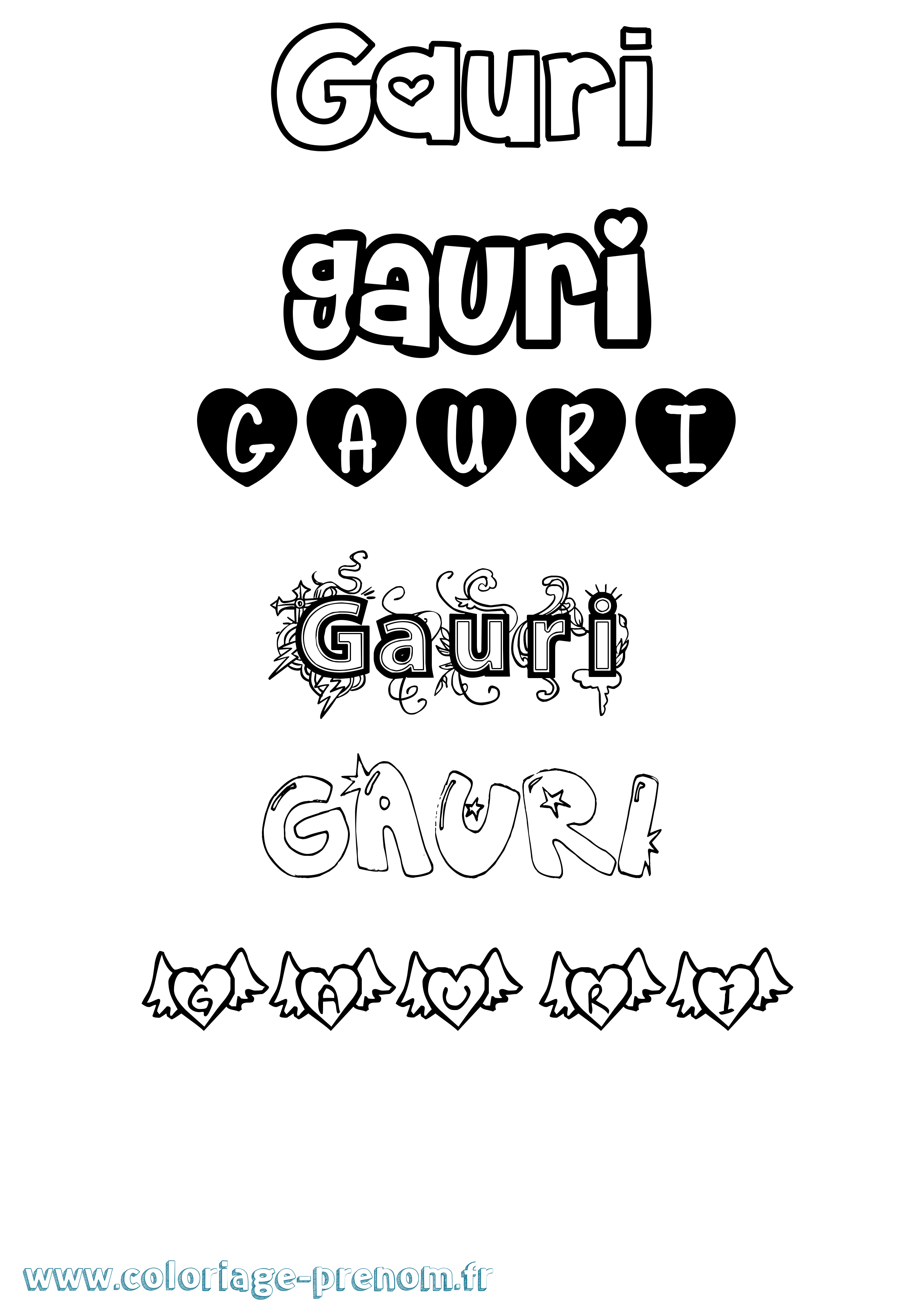 Coloriage Gauri Girly Coloriage prénom Gauri Girly