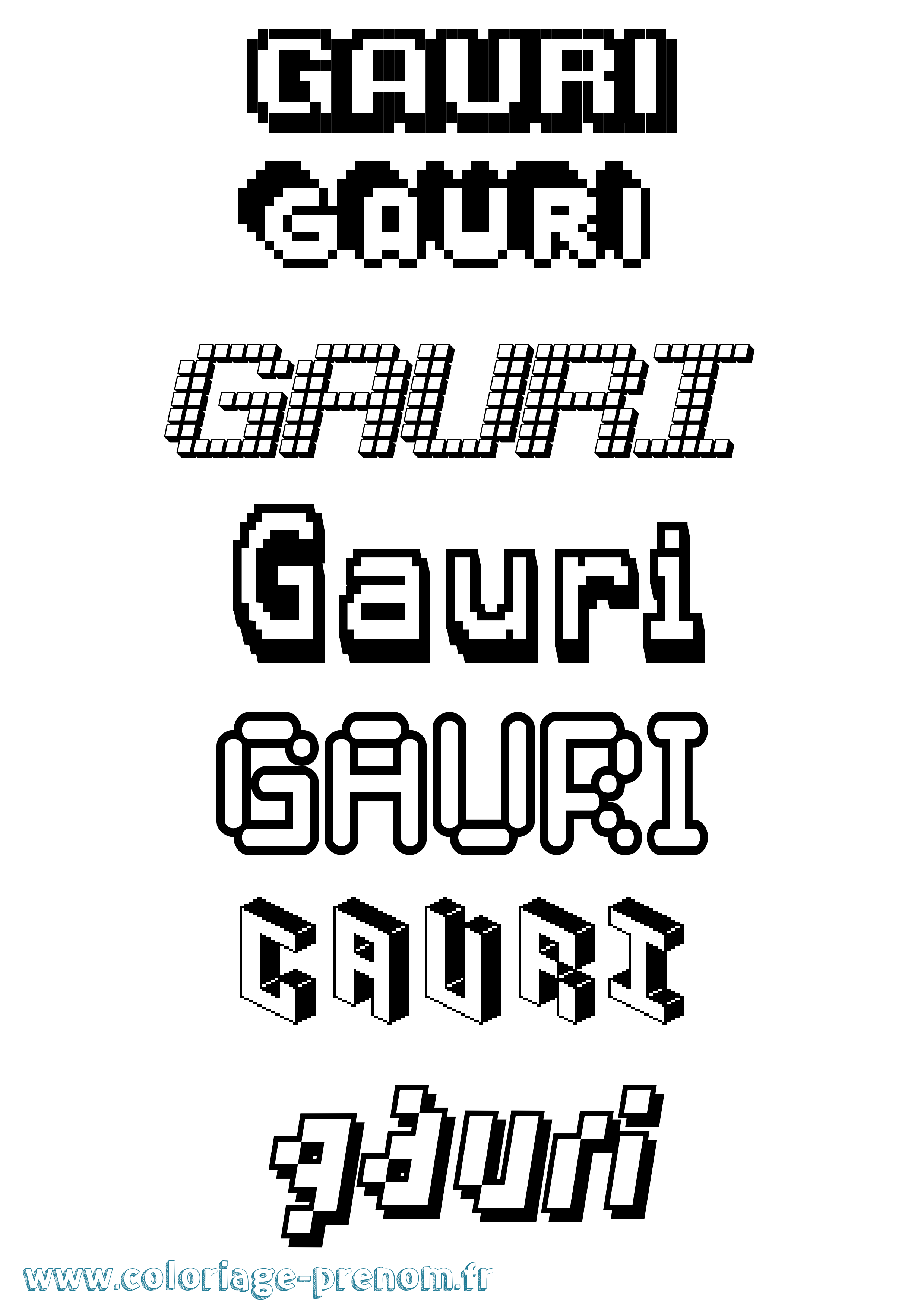 Coloriage Gauri Pixel Coloriage prénom Gauri Pixel
